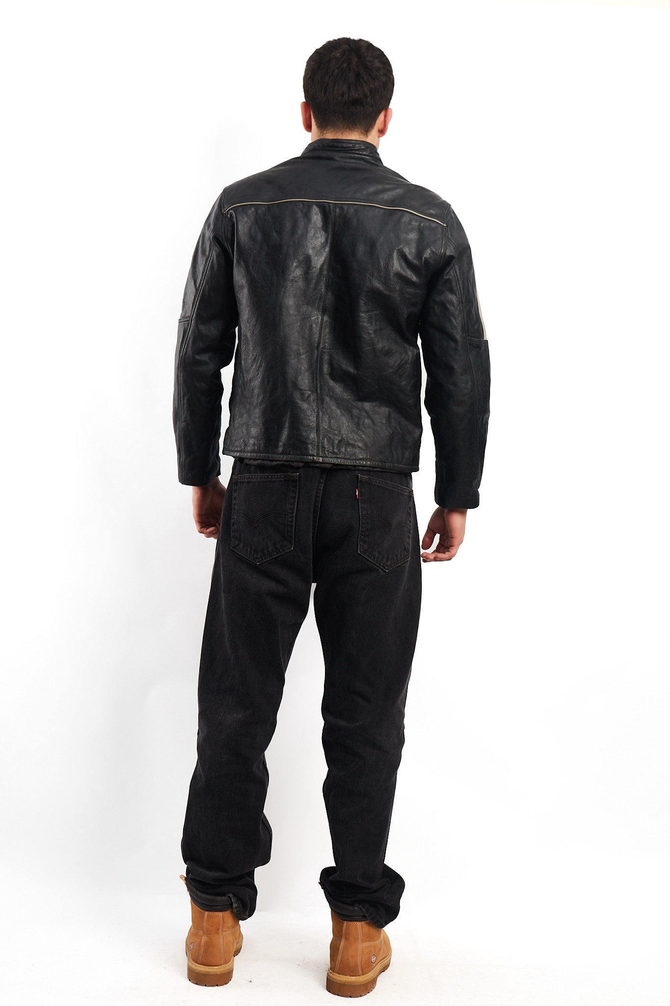Vintage Heavy Leather Moto Jacket (M)