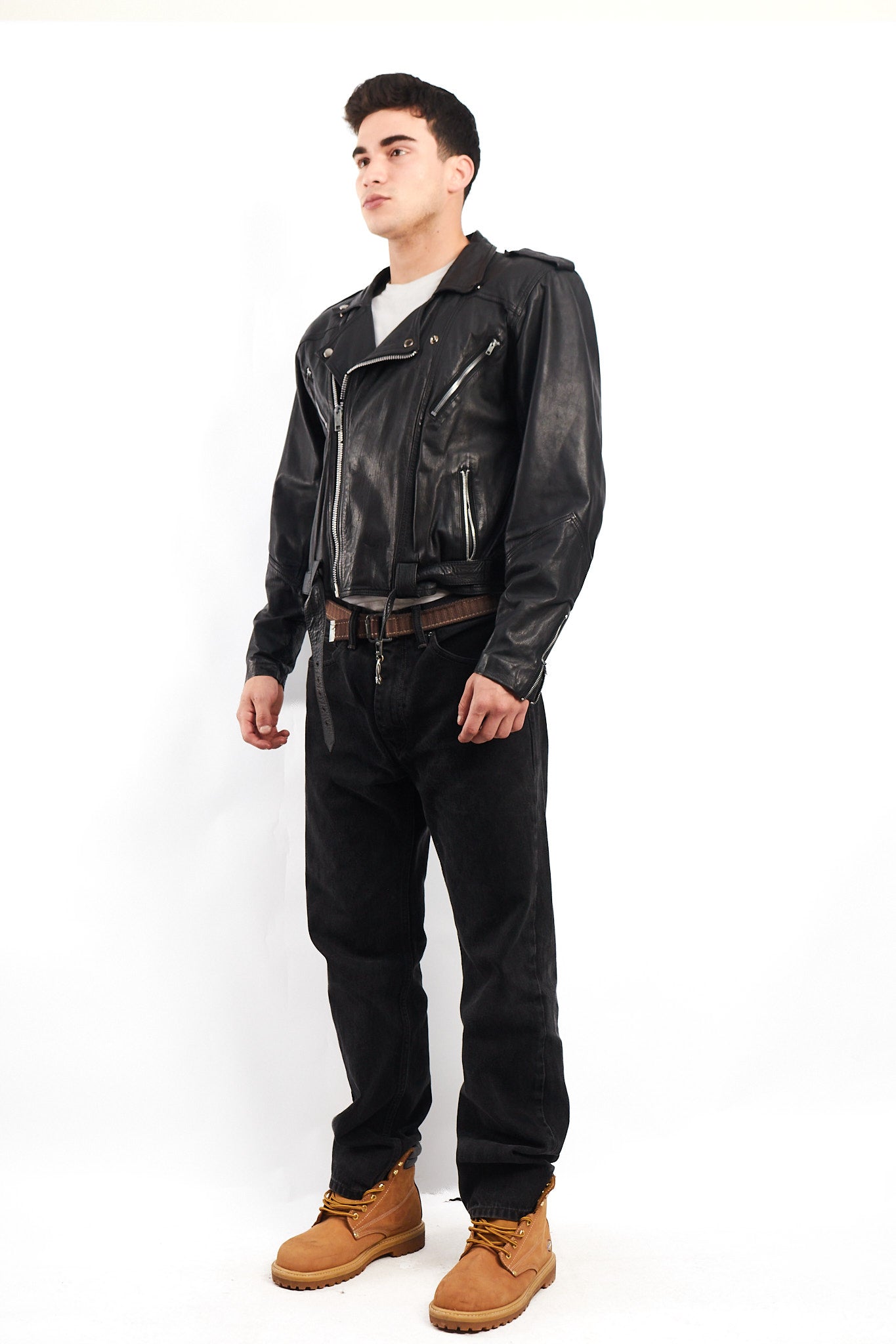 1990 Vintage Leather Biker Jacket (M/L)