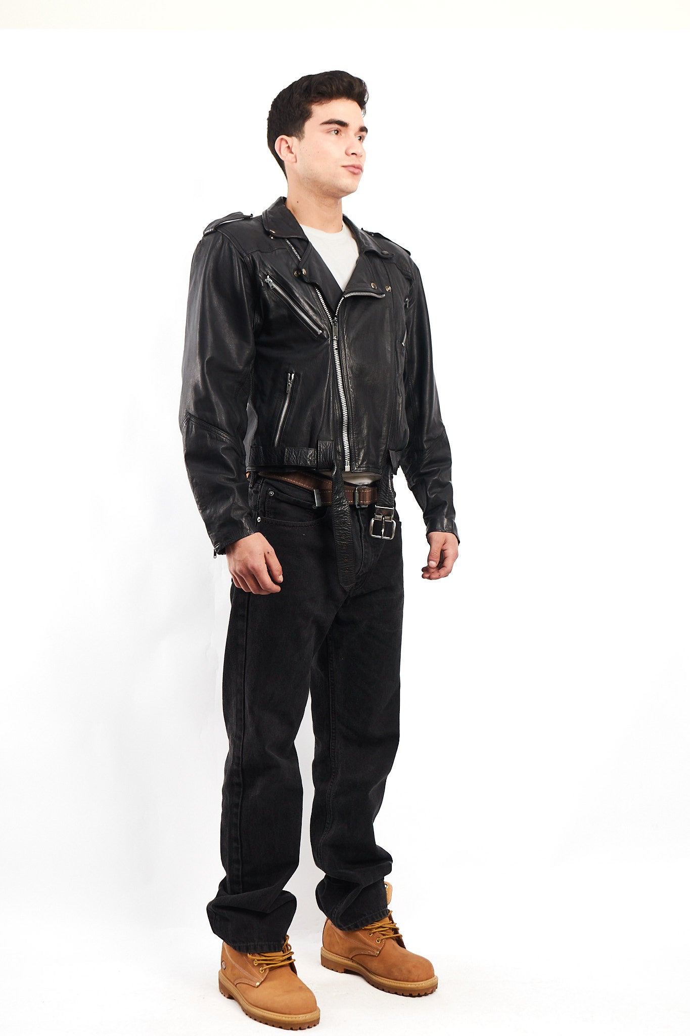 1990 Vintage Leather Biker Jacket (M/L)