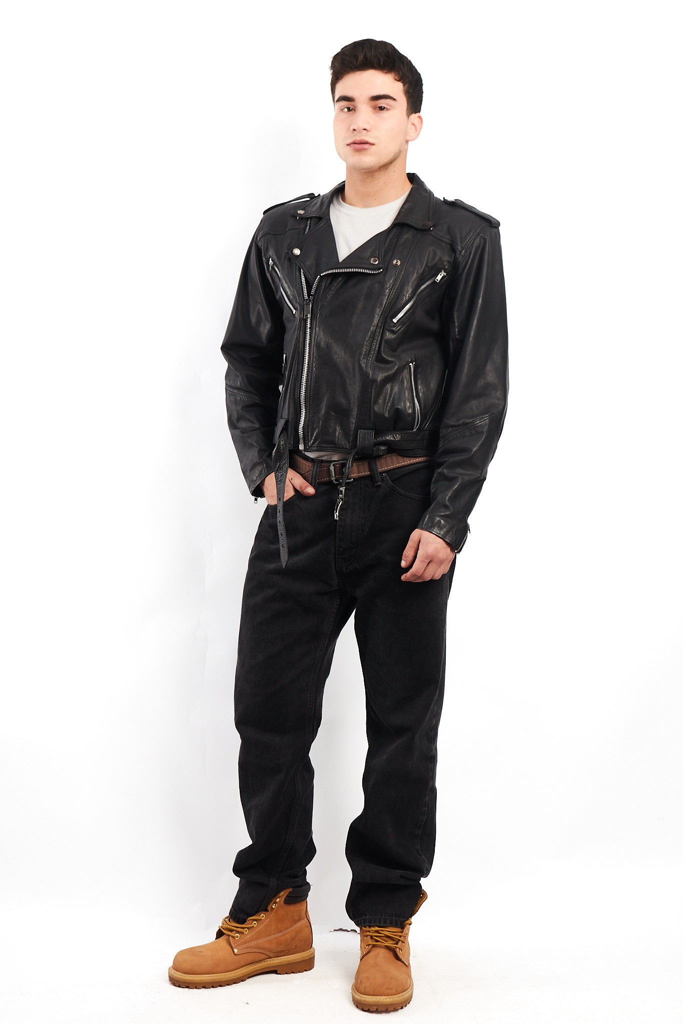 1990 Vintage Leather Biker Jacket (M/L)