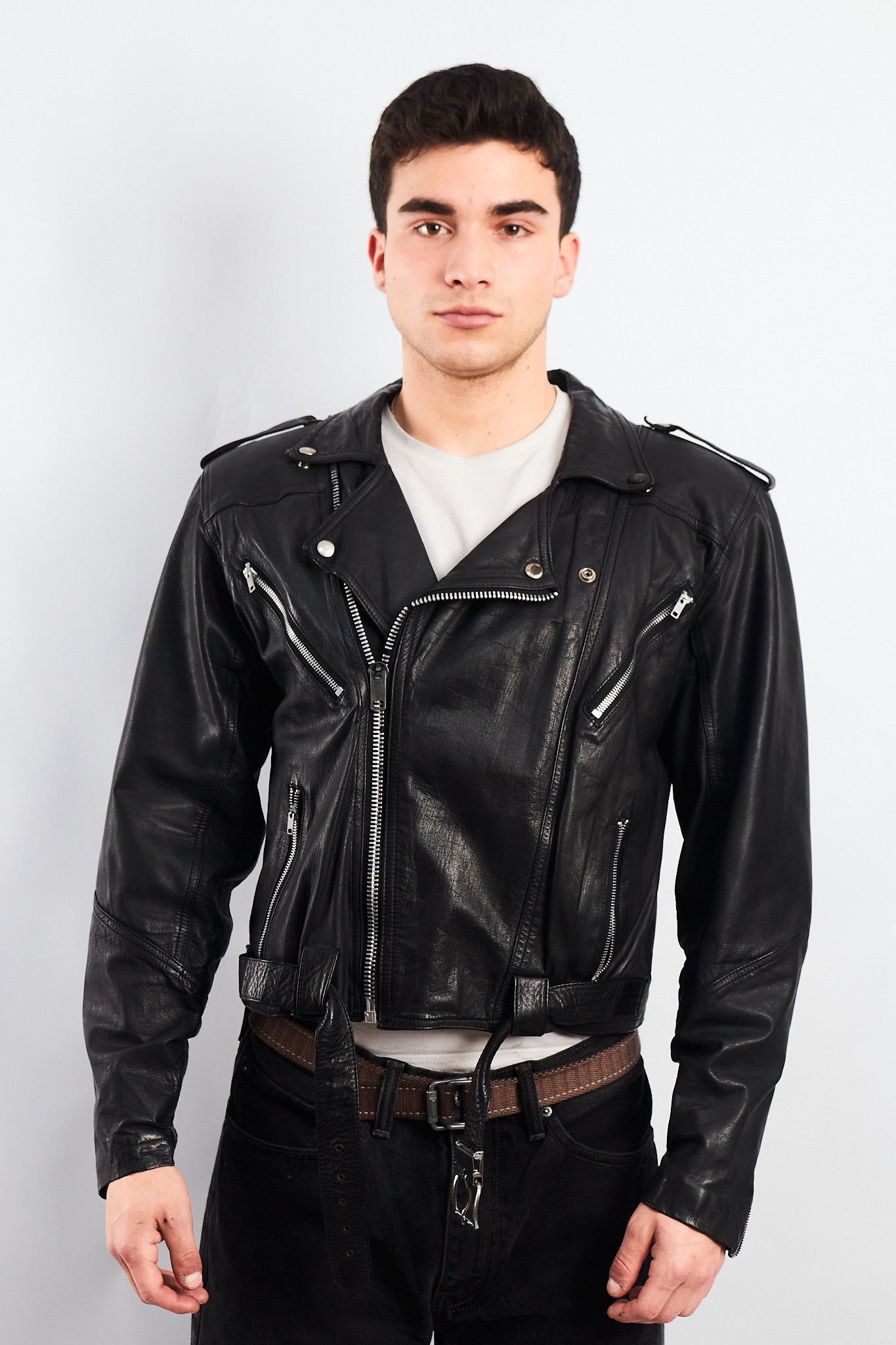 1990 Vintage Leather Biker Jacket (M/L)