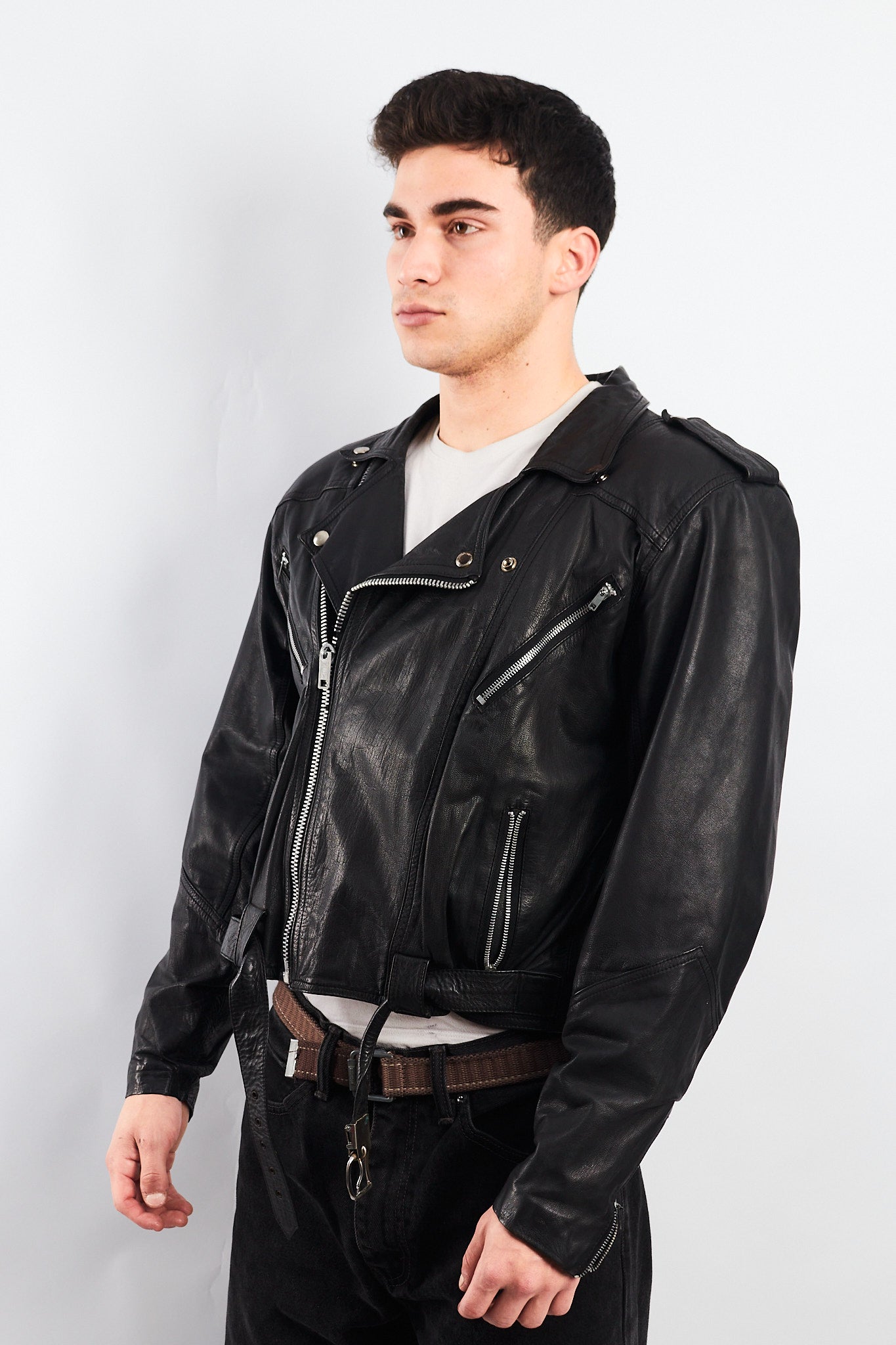 1990 Vintage Leather Biker Jacket (M/L)