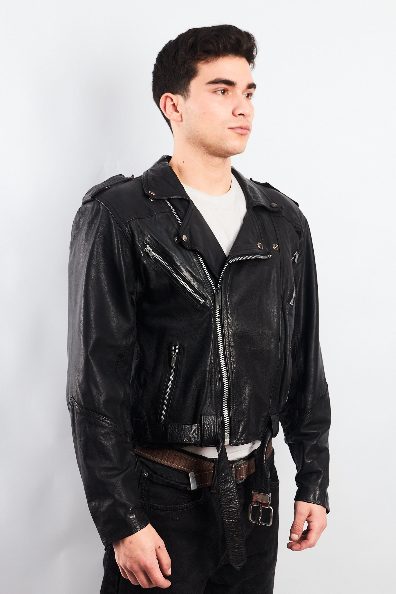 1990 Vintage Leather Biker Jacket (M/L)