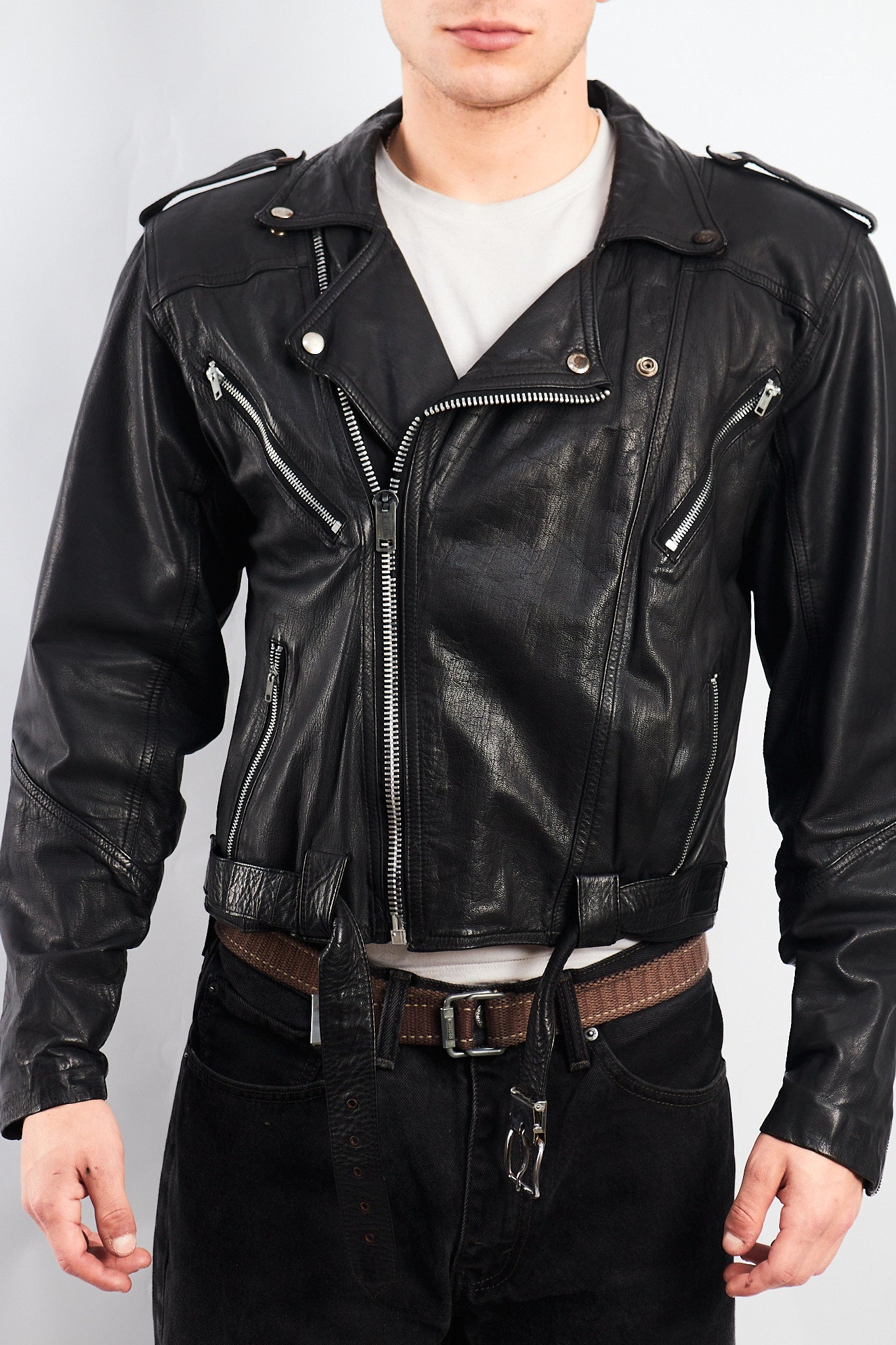 1990 Vintage Leather Biker Jacket (M/L)