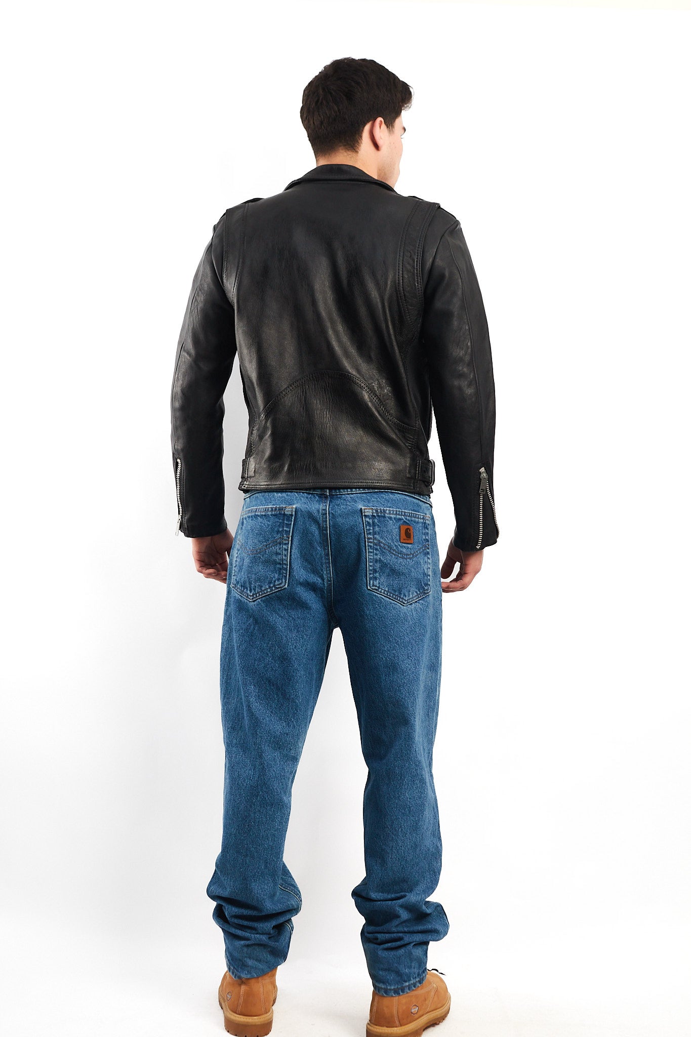 1990 Robert Talbott Leather Biker Jacket (S/M)