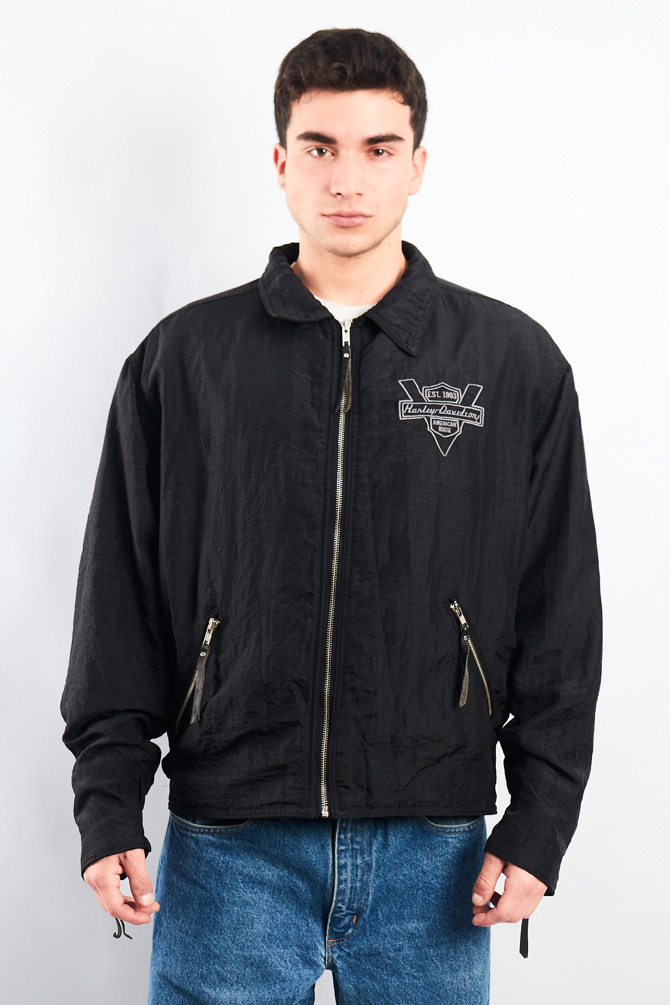 1990 Vintage Harley Davidson Big Logo Windbreaker (L/XL)