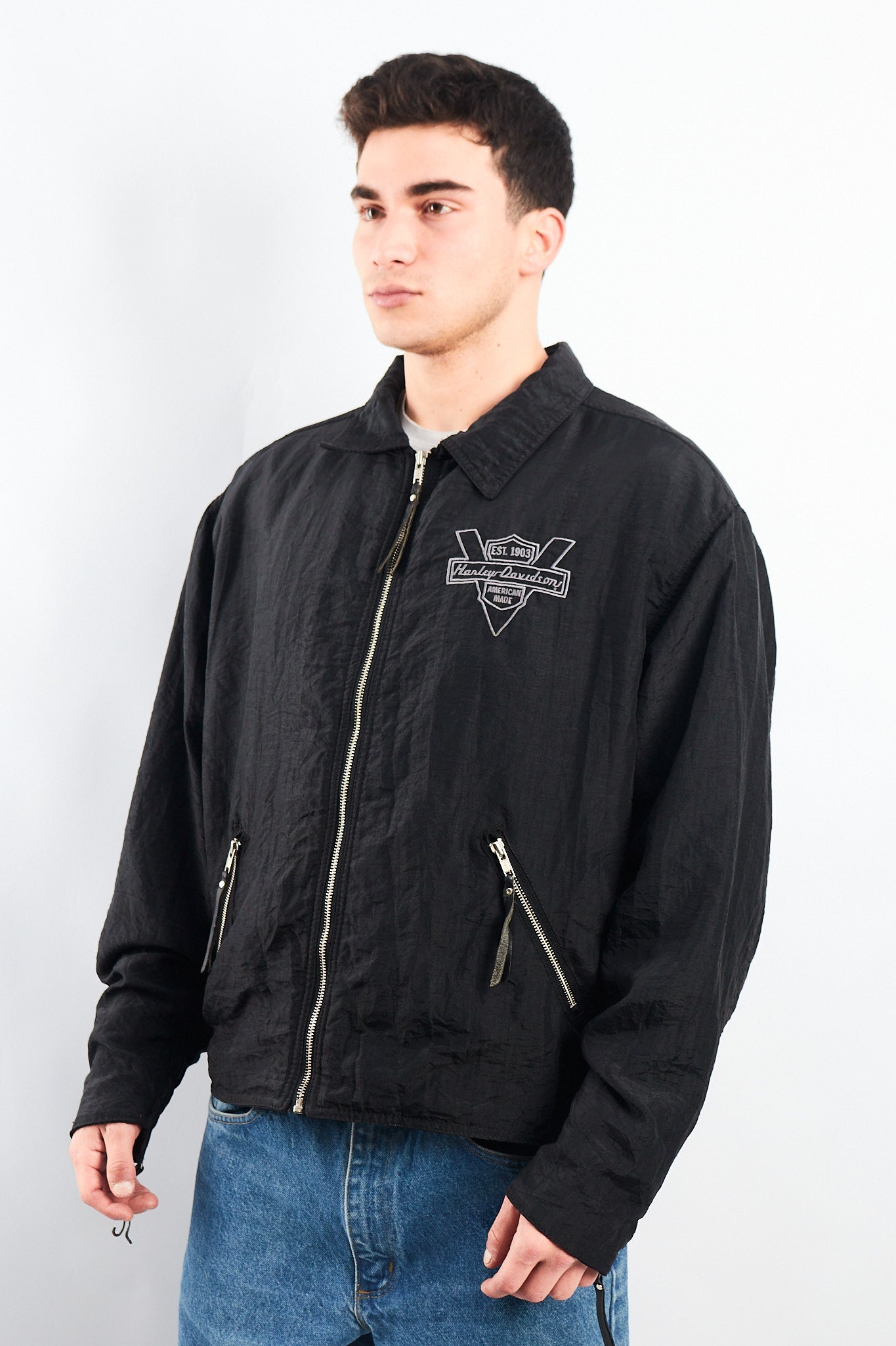 1990 Vintage Harley Davidson Big Logo Windbreaker (L/XL)