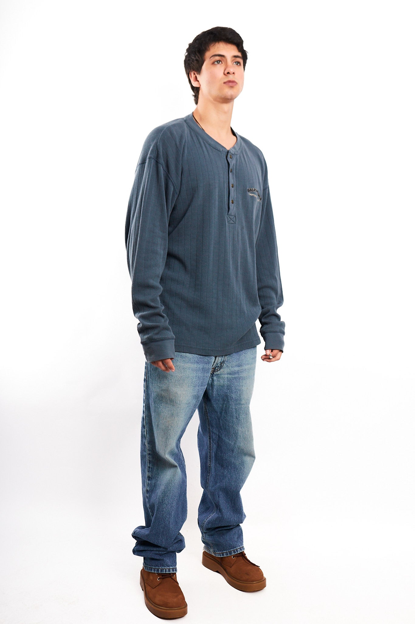 1990 Vintage Harley Davidson Quarter Button Thermal (M/L)