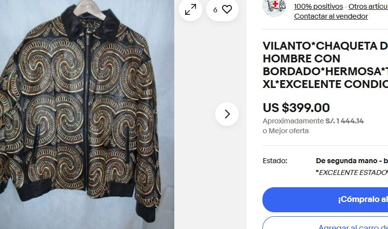 1990 Vilanto Tribal Embroidery Leather Jacket (L)