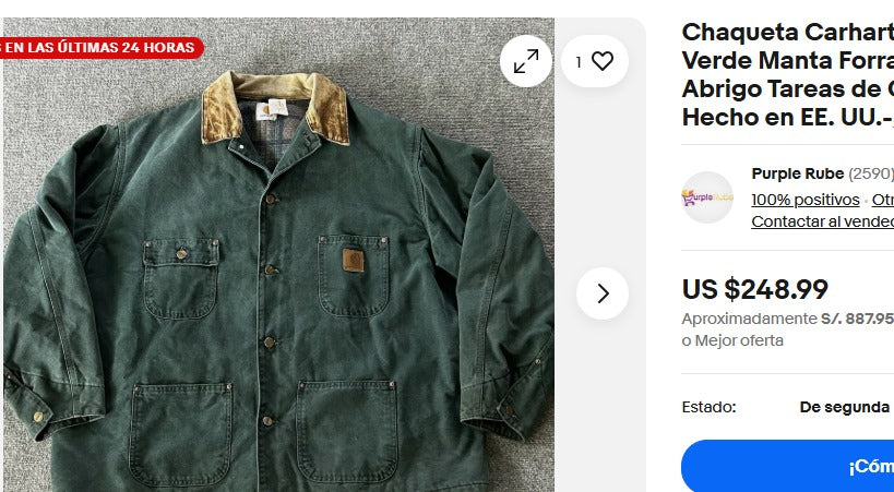 Vintage Carhartt Moss Green Michigan Chore Coat (M/L)