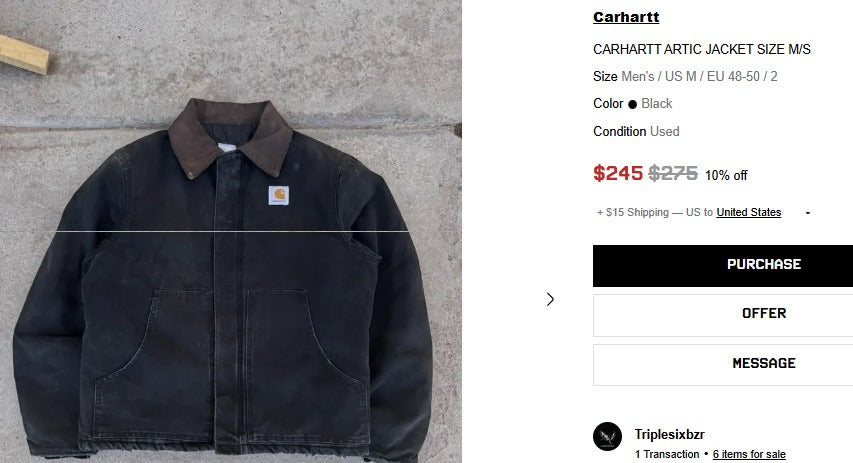 Vintage Carhartt Black Artic Traditional Jacket (L)
