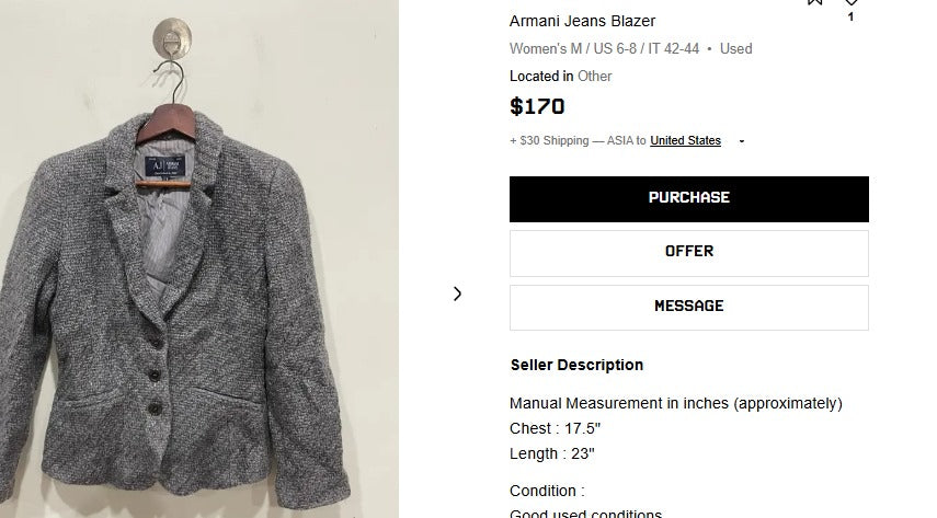 Vintage Armani Jeans Virgin Wool Blazer (XS)
