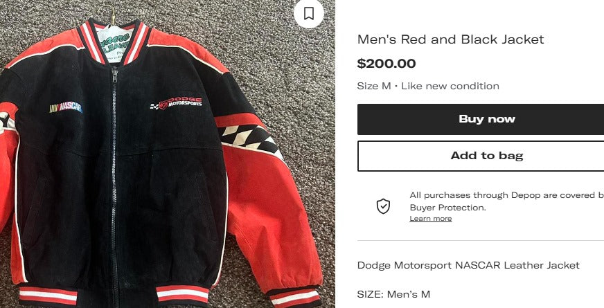 2000 Vintage Nascar Dodge Motorsports Leather Racing Jacket (L/XL)