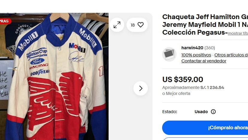 1990 Vintage Jeff Hamilton Ford x Mobil Pegasus Racing Jacket (M)