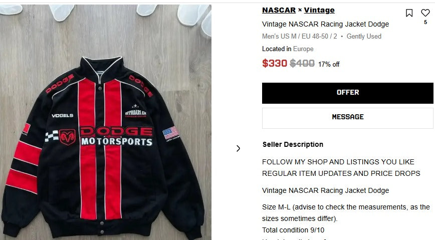 2006 Vintage Jeff Hamilton Nascar Dodge Racing Jacket (XL/XXL)