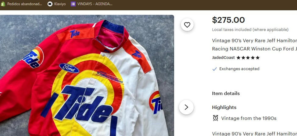 1998 Vintage Jeff Hamilton Ford x Tide Racing Jacket (M/L)