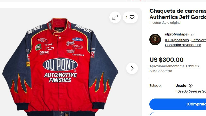 2000 Vintage Jeff Gordon #24 Nascar Dupont Flames Racing Jacket (M/L)