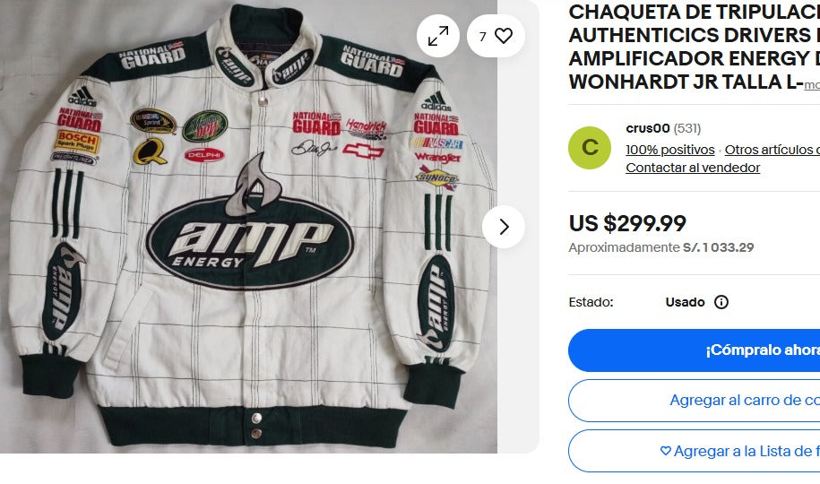 2008 Vintage Chase National Guard Dale Jr Nascar Racing Jacket (XL)