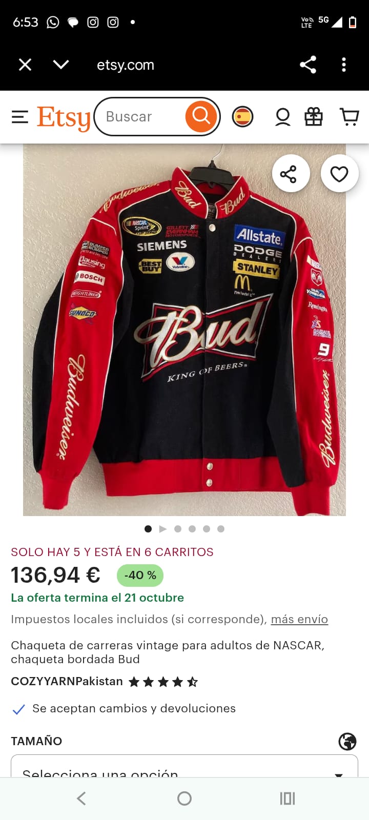 2008 Jeff Hamilton x Nascar Budweiser x Dodge Racing Jacket (M/L)