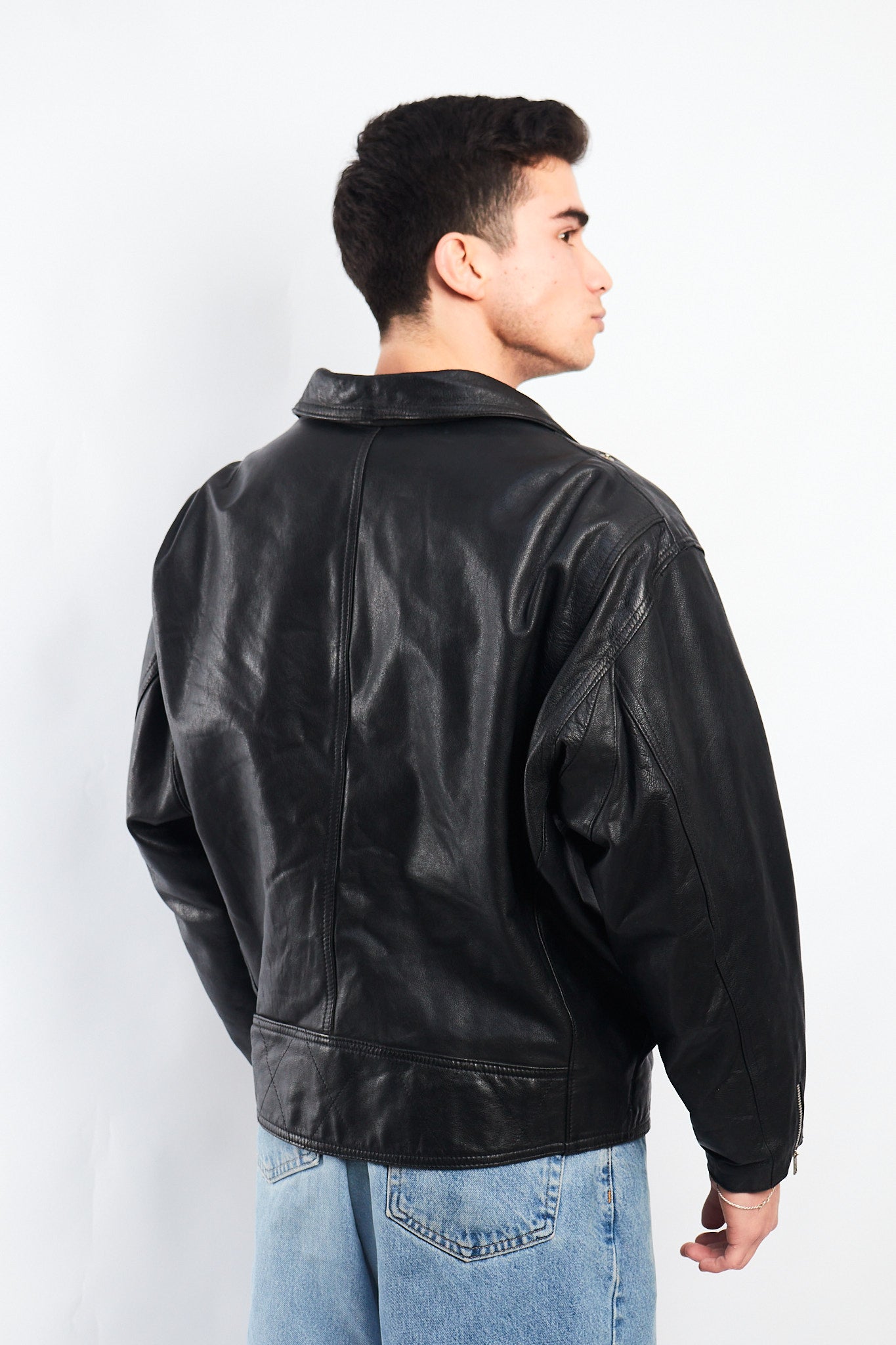 1990 Vintage Leather Biker Jacket (L)