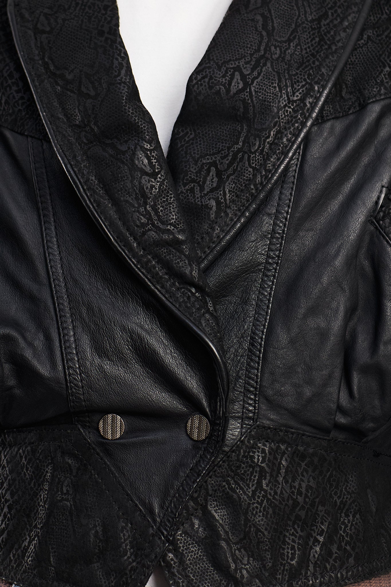 1990 Chia Leather Animal Print Crop Bomber Jacket (XS)