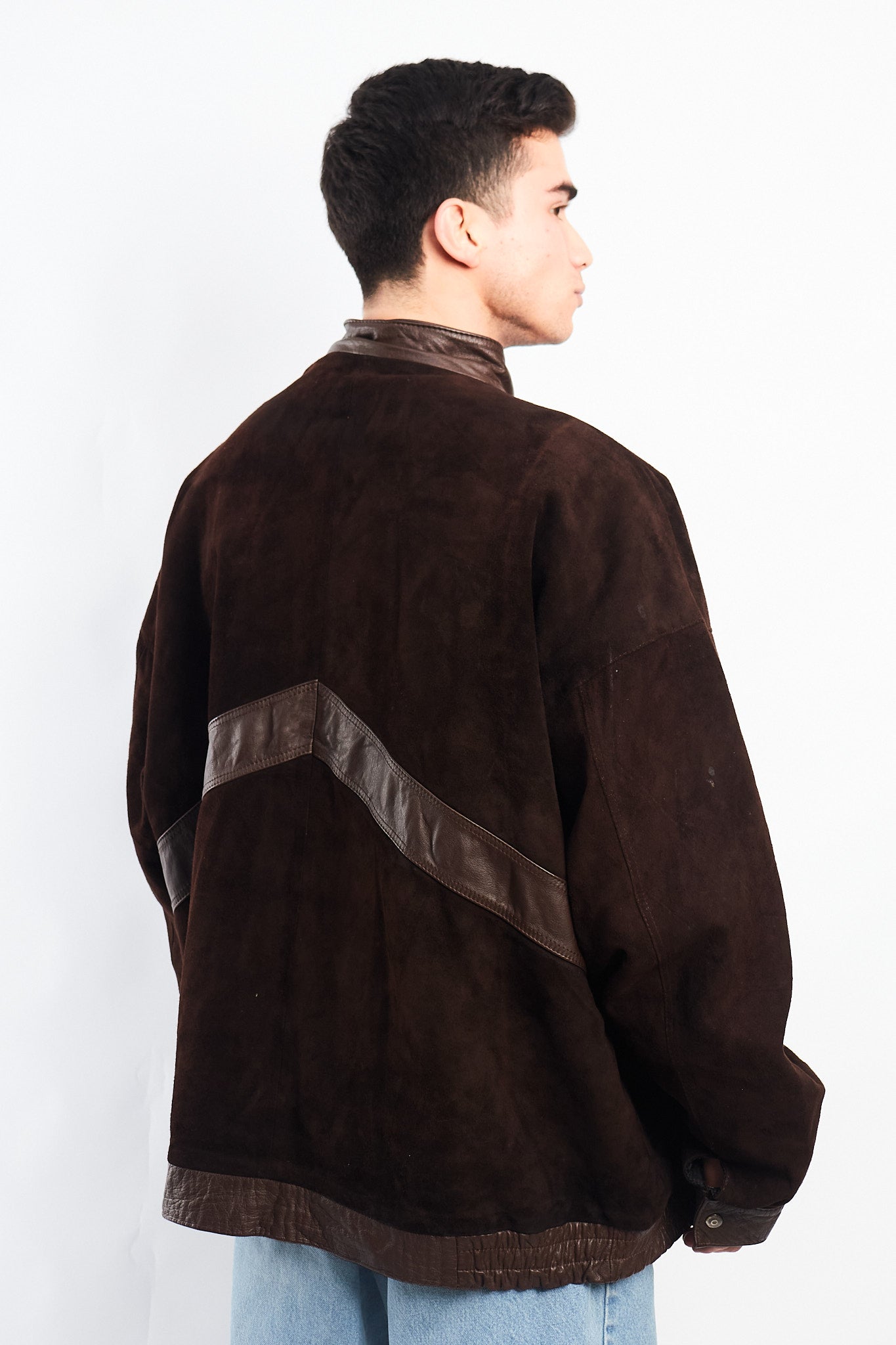 1990 Vintage Cowhide and Suede Leather Bomber Jacket (XL/XXL)