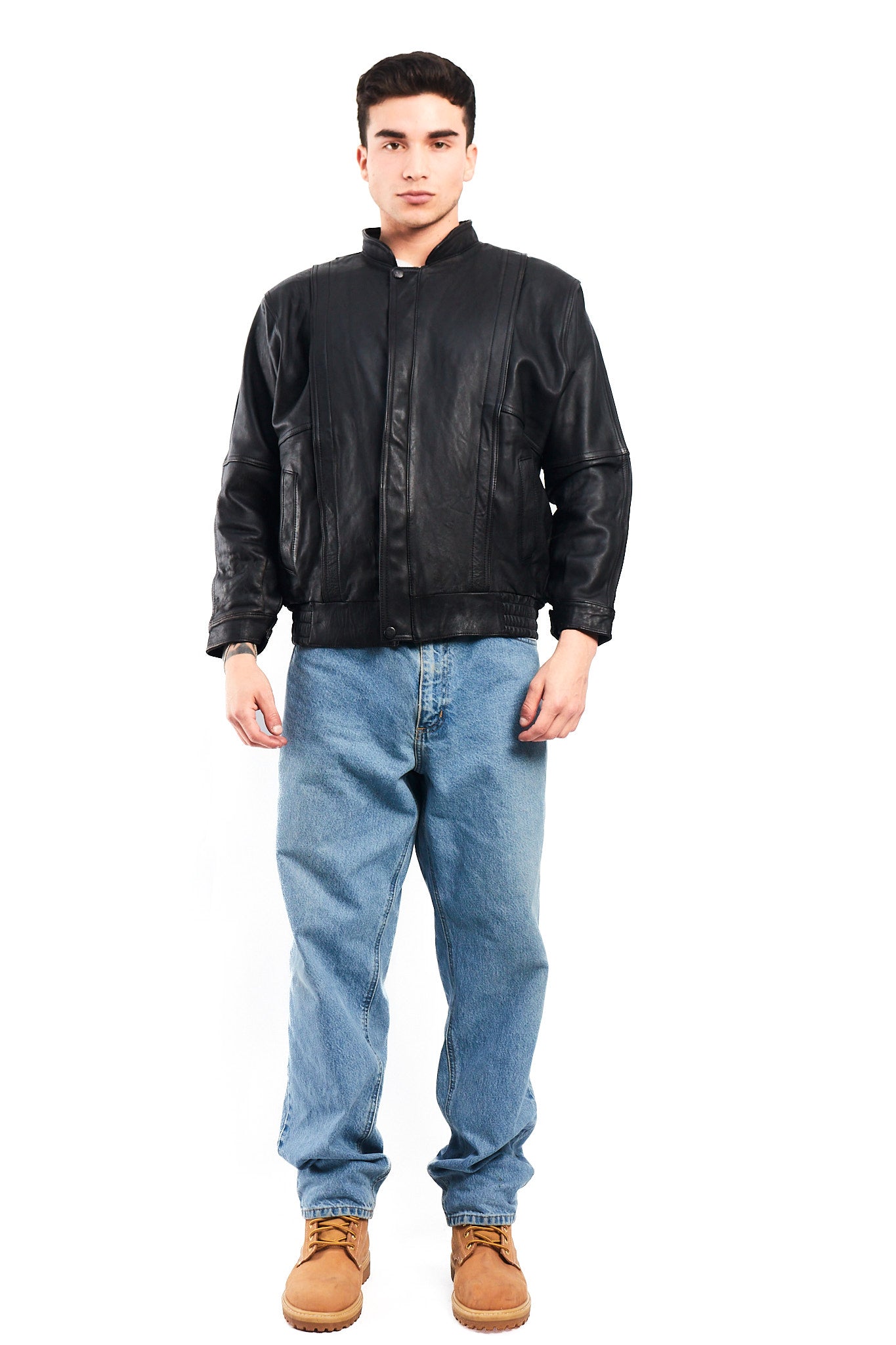 1990 Vintage Cowhide Leather Bomber Jacket (S/M)