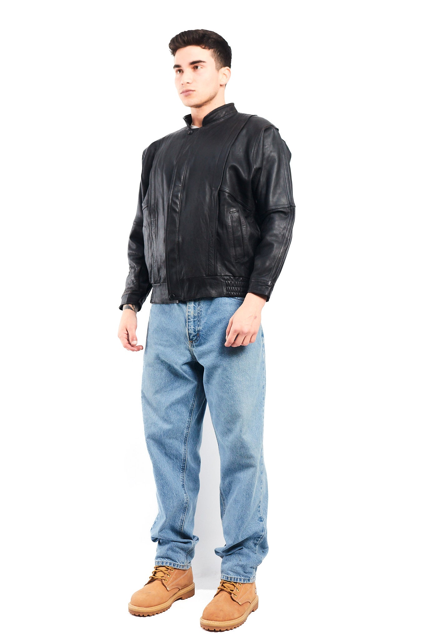 1990 Vintage Cowhide Leather Bomber Jacket (S/M)