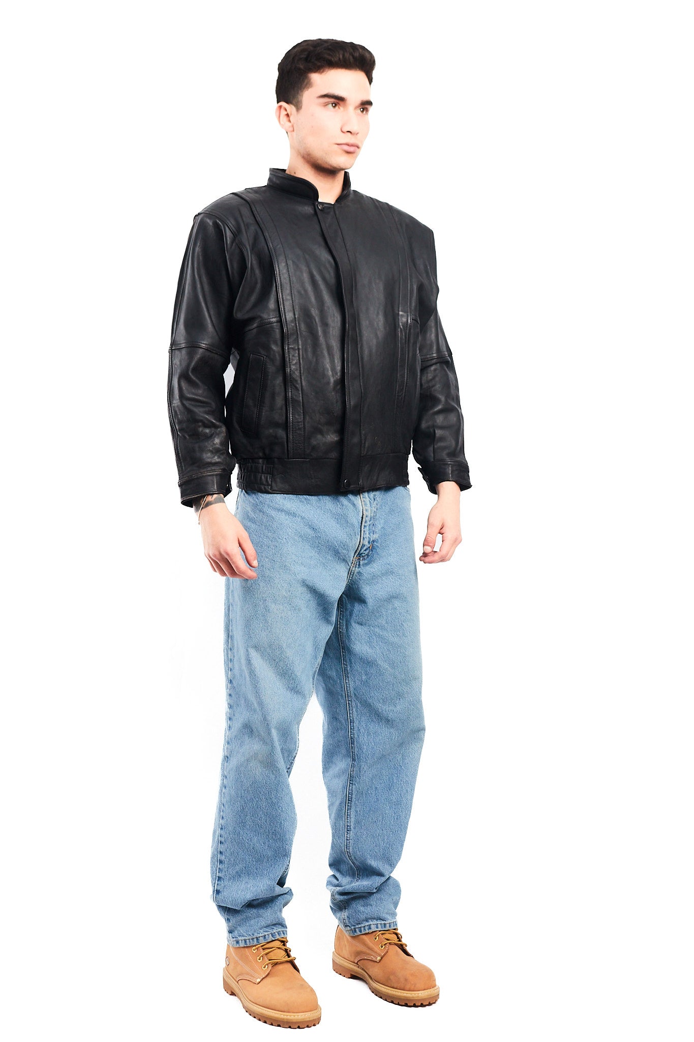 1990 Vintage Cowhide Leather Bomber Jacket (S/M)