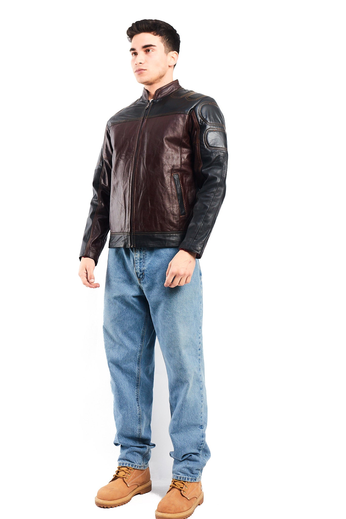 2000 Vintage Leather Moto Jacket (S/M)