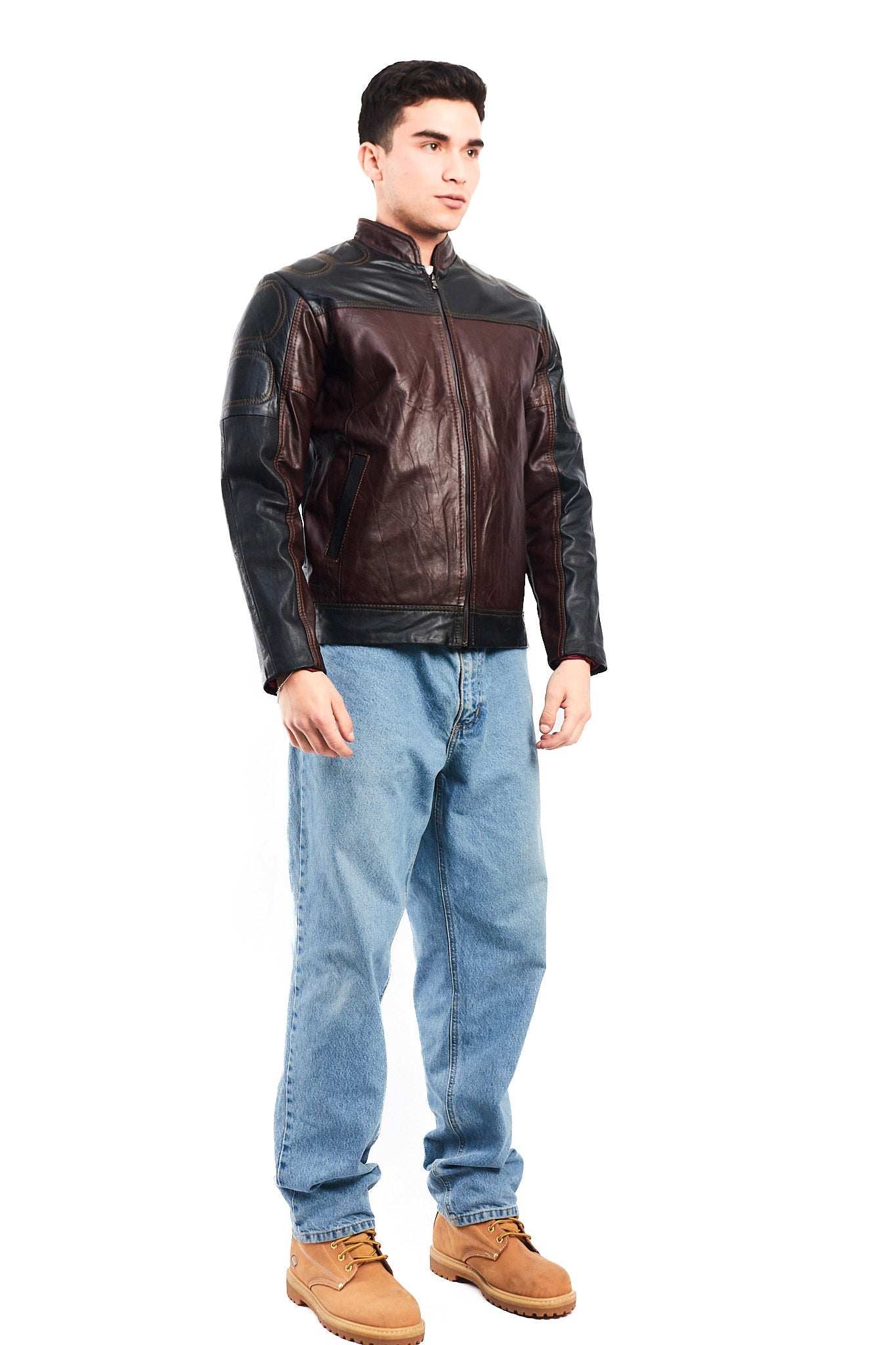 2000 Vintage Leather Moto Jacket (S/M)
