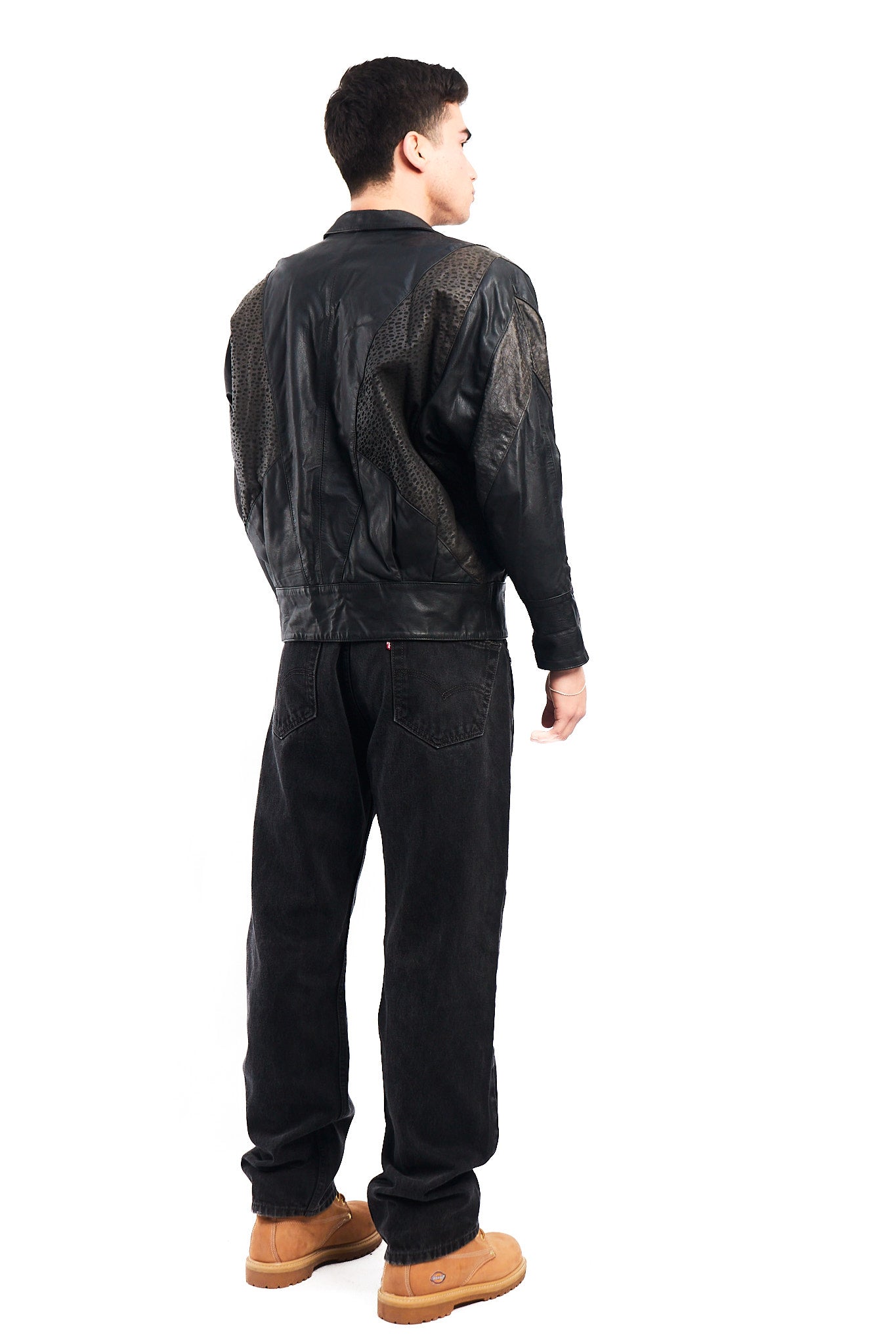 1993 Vintage Renzo Costa Animal Print Leather Bomber Jacket (S/M)