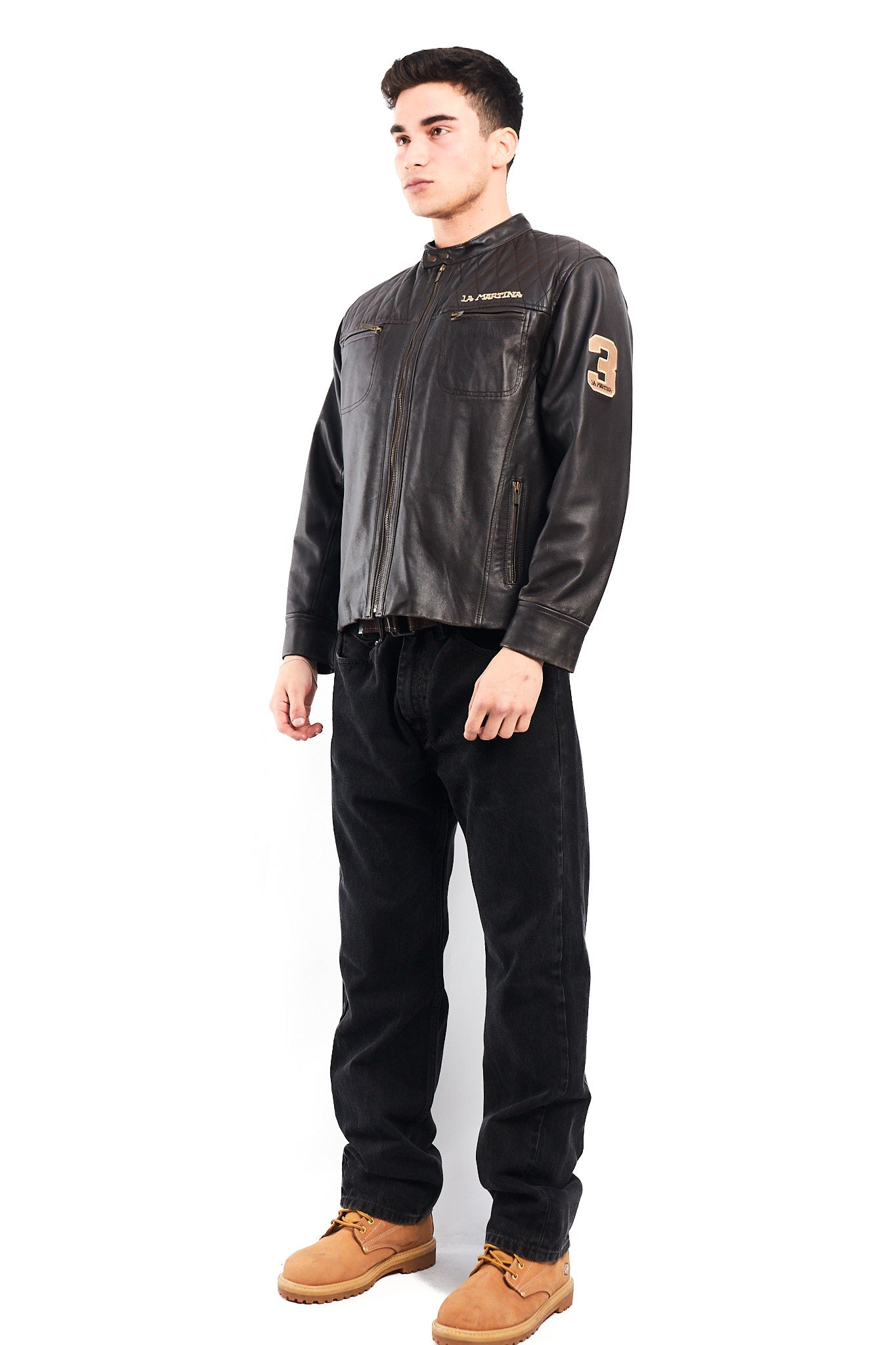 2000 La Martina Leather Cafe Racer Jacket (M)