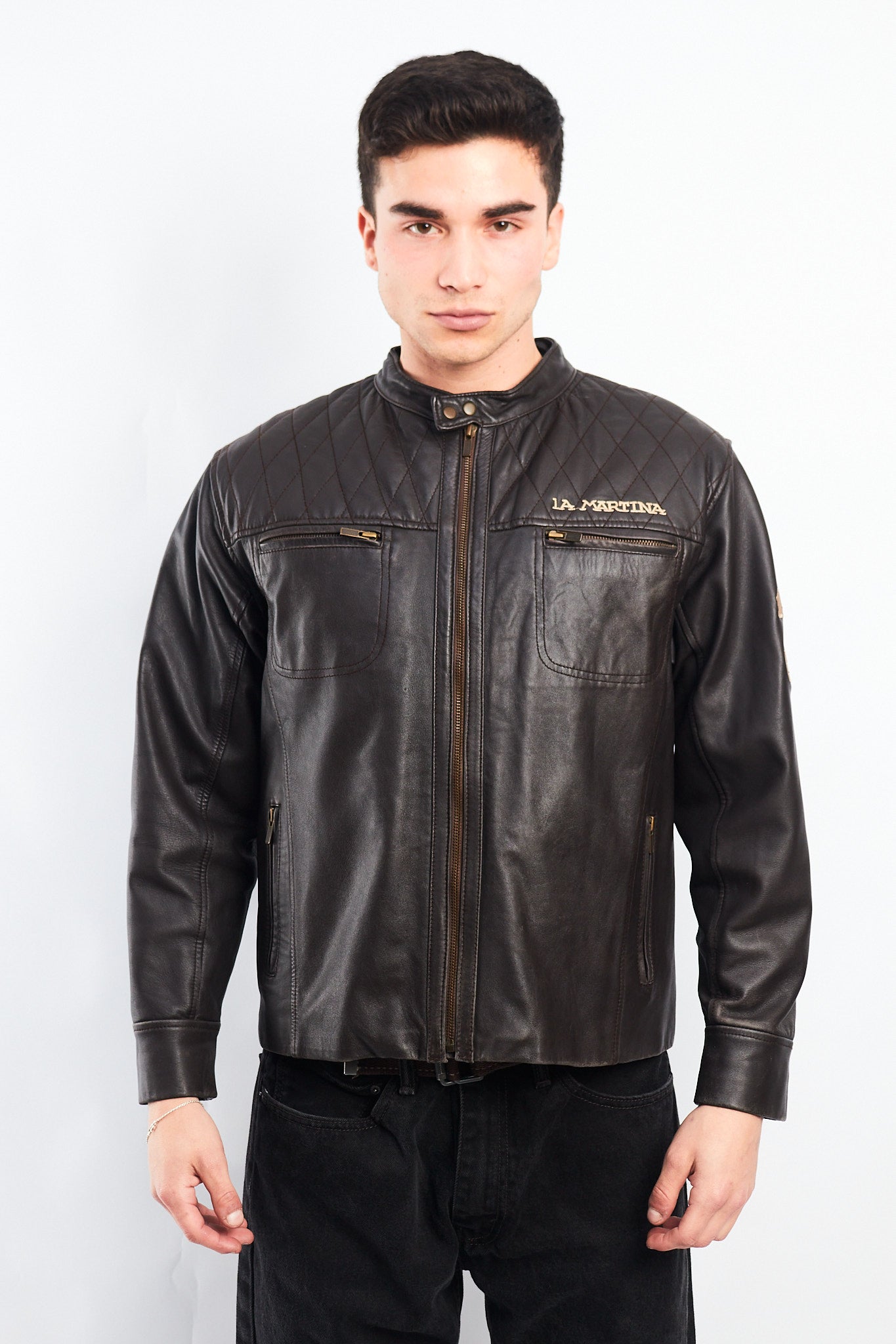2000 La Martina Leather Cafe Racer Jacket (M)