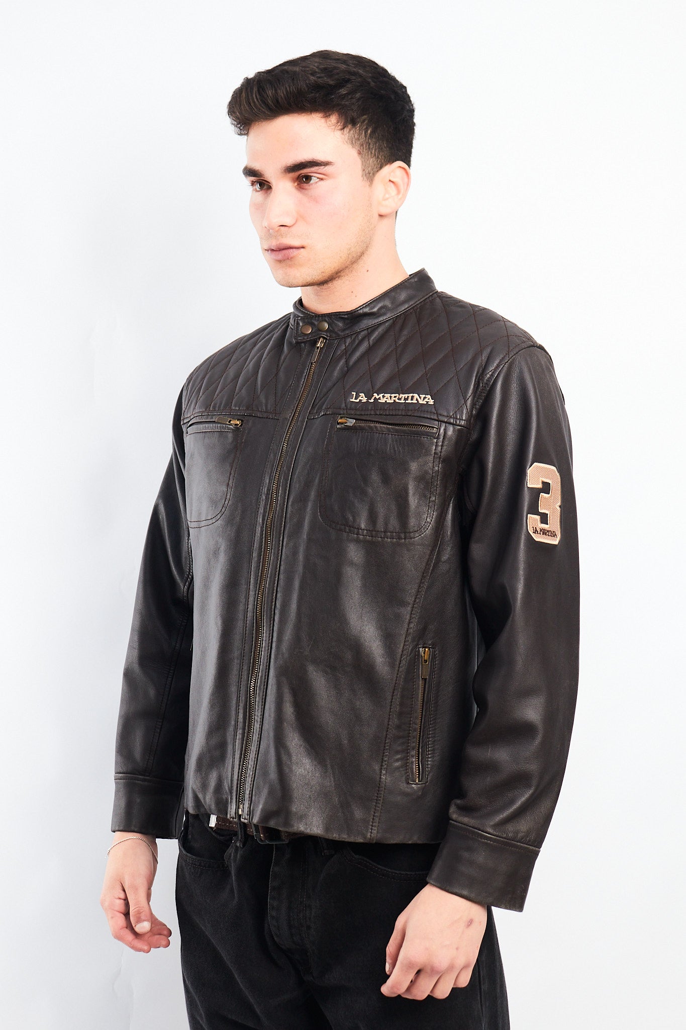 2000 La Martina Leather Cafe Racer Jacket (M)