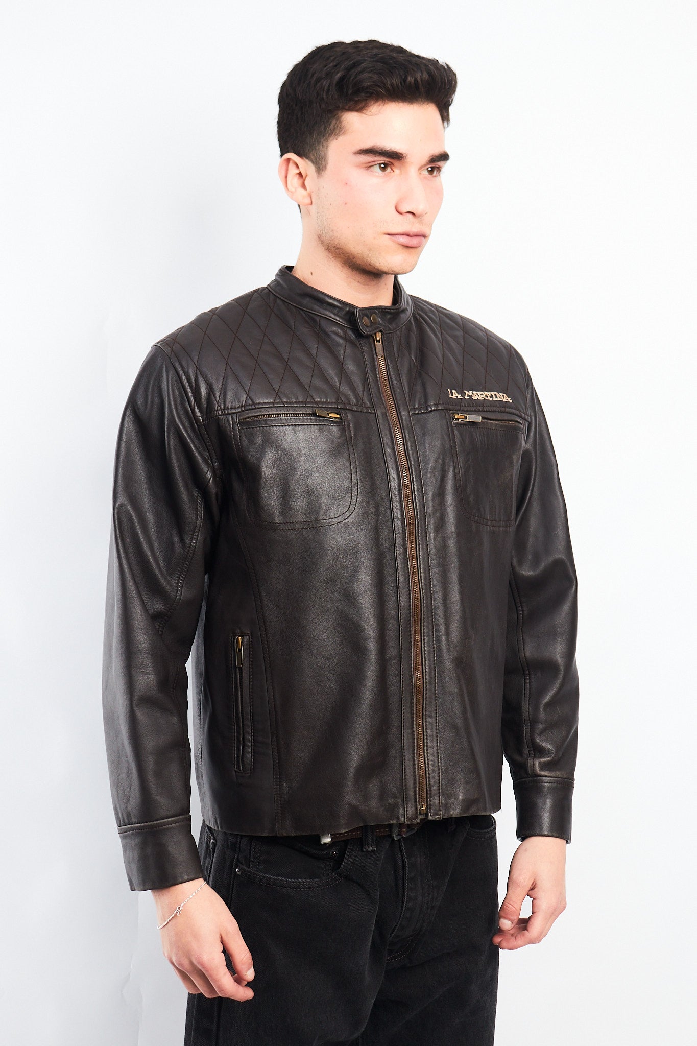 2000 La Martina Leather Cafe Racer Jacket (M)