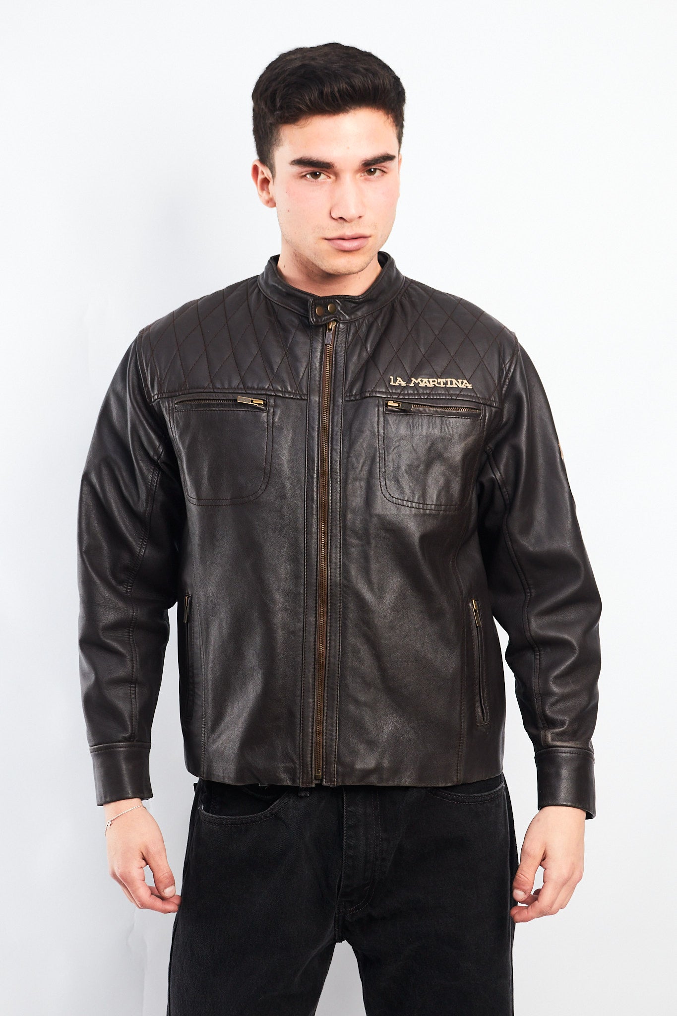 2000 La Martina Leather Cafe Racer Jacket (M)