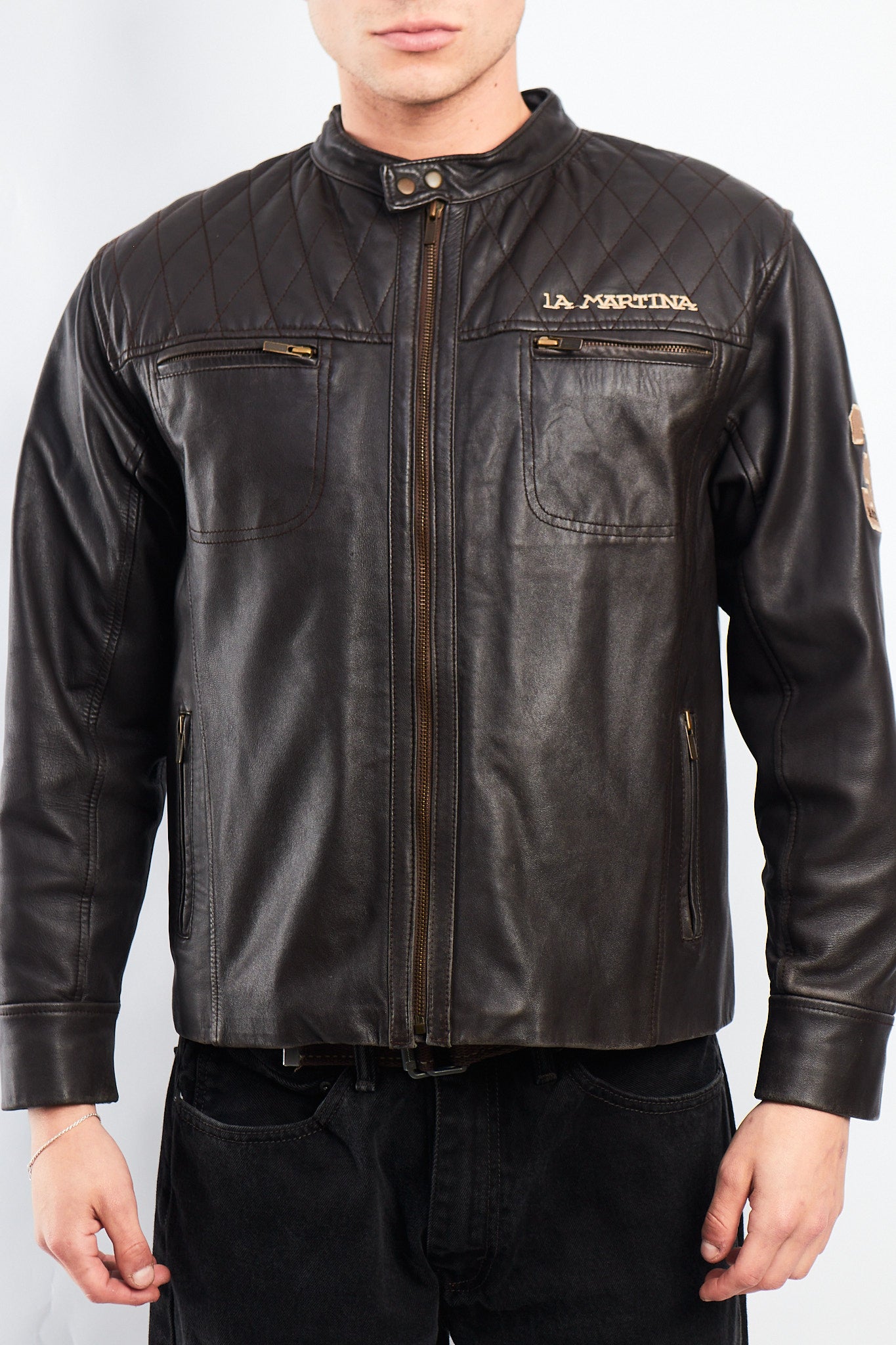 2000 La Martina Leather Cafe Racer Jacket (M)