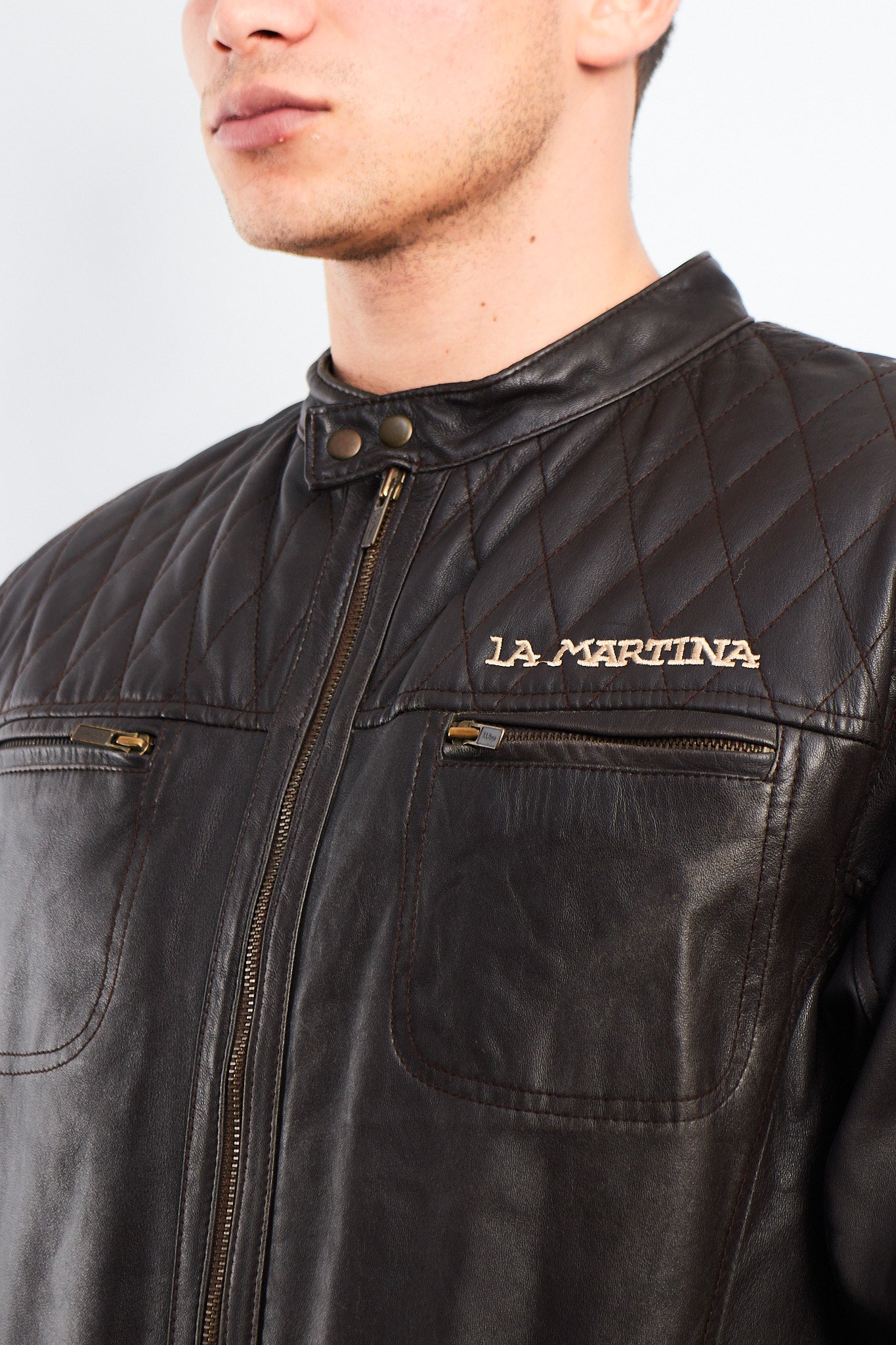 2000 La Martina Leather Cafe Racer Jacket (M)