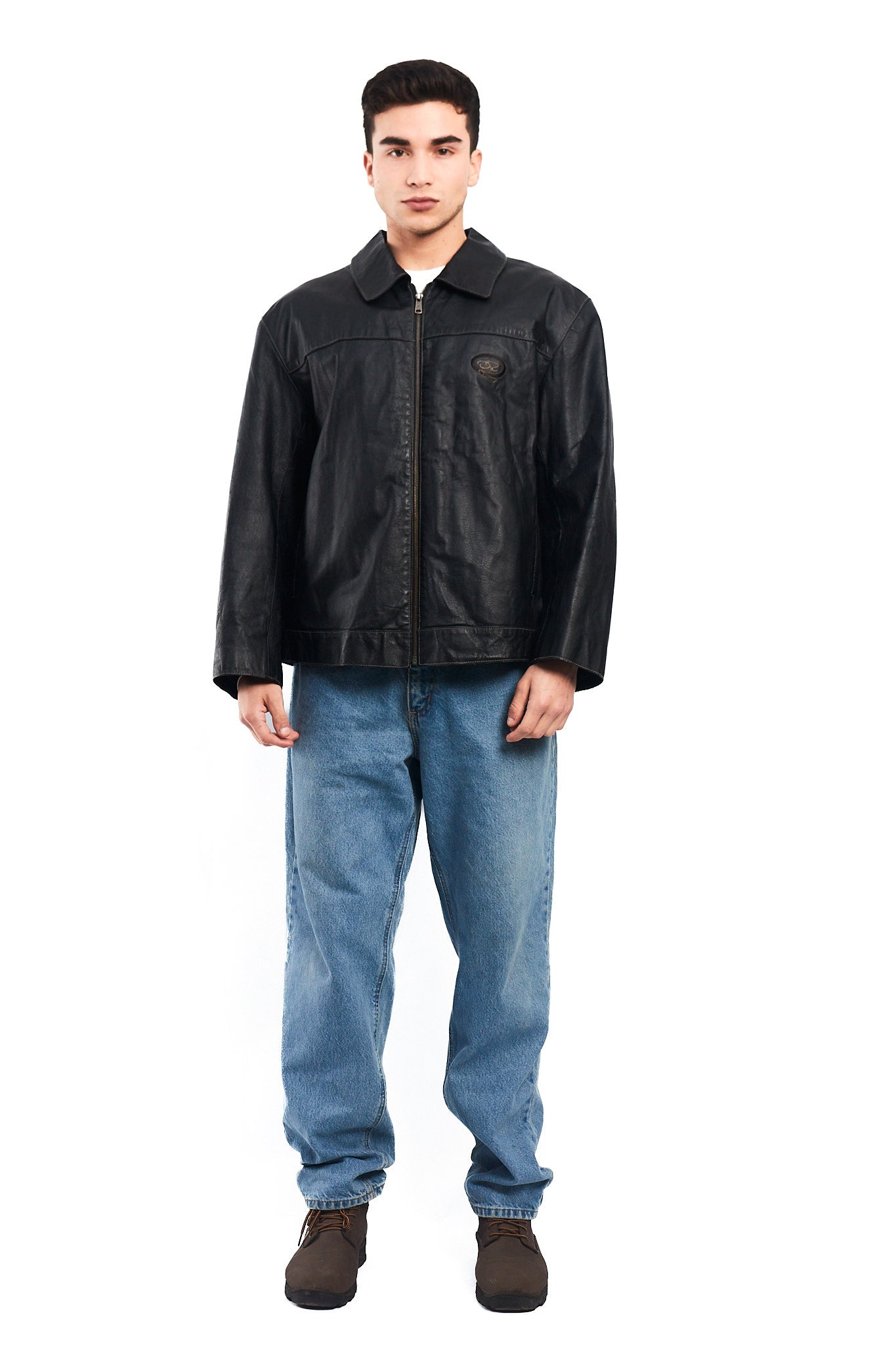 Vintage Oscar de la Renta Harrington Leather Jacket (L/XL)