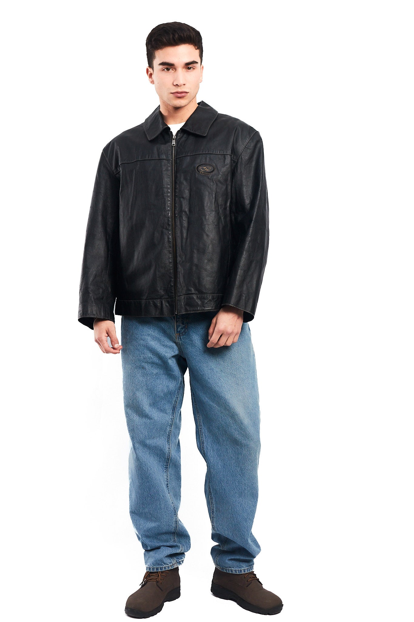 Vintage Oscar de la Renta Harrington Leather Jacket (L/XL)