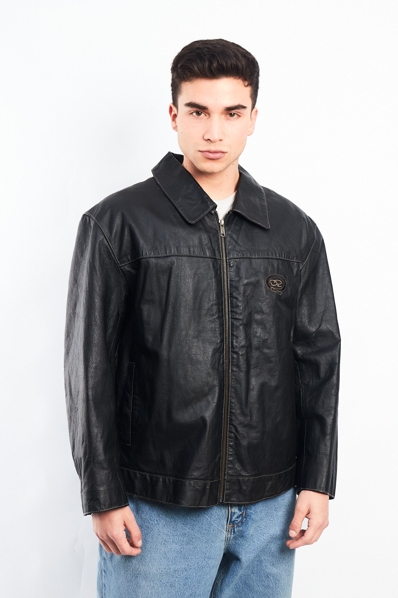 Vintage Oscar de la Renta Harrington Leather Jacket (L/XL)