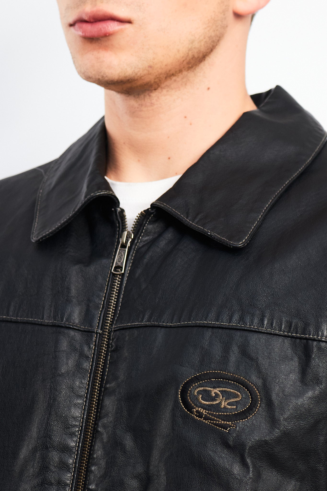 Vintage Oscar de la Renta Harrington Leather Jacket (L/XL)