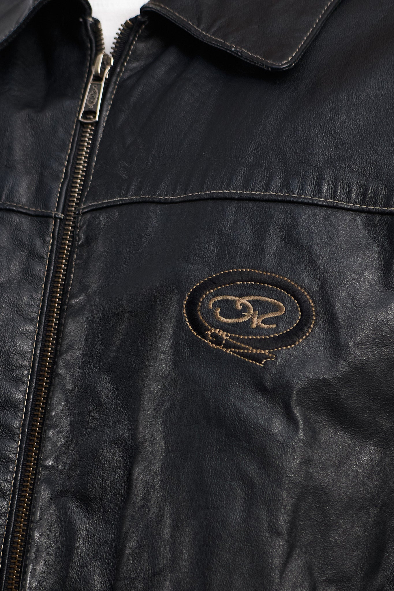 Vintage Oscar de la Renta Harrington Leather Jacket (L/XL)