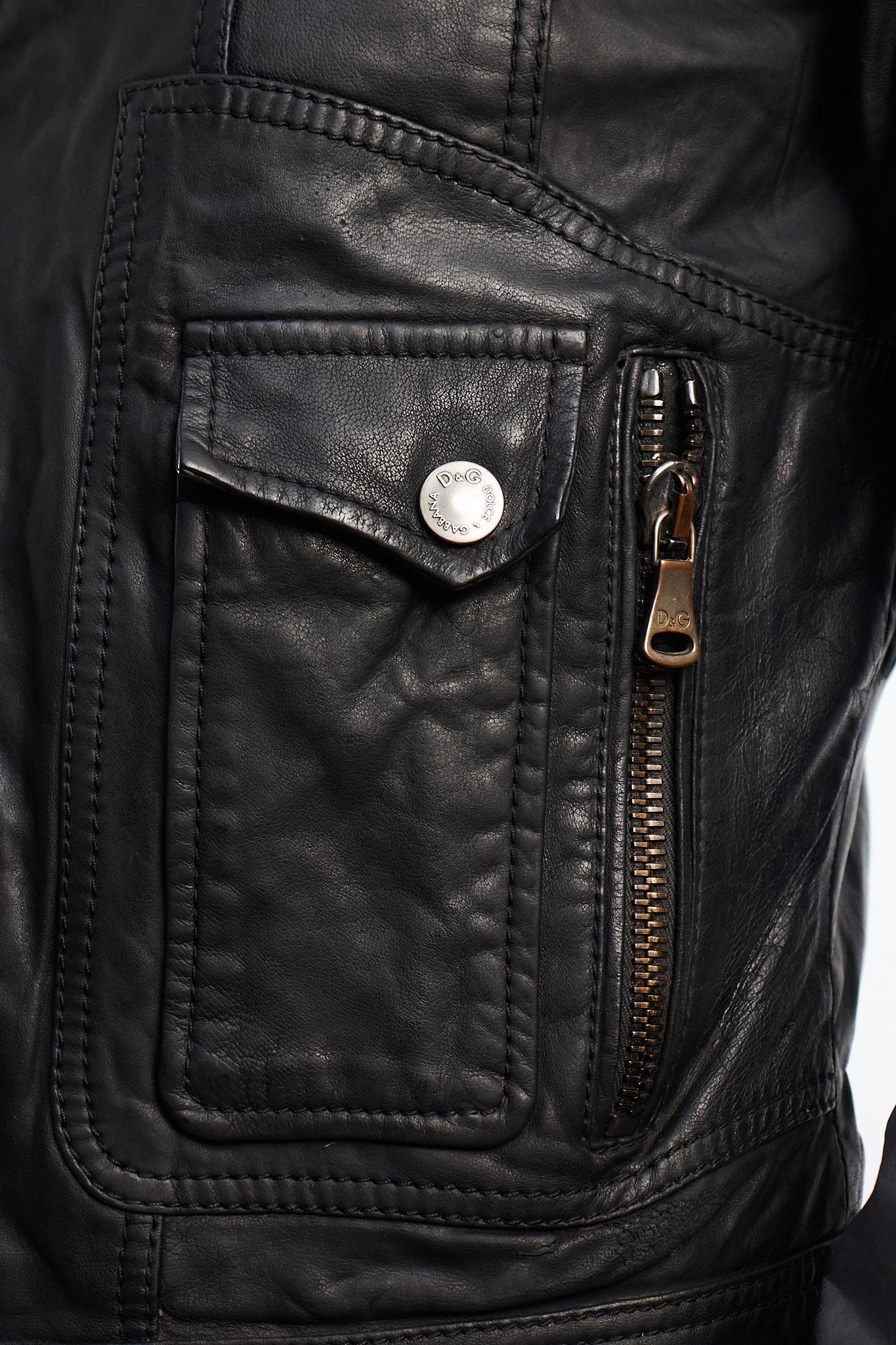 Vintage Dolce y Gabbana Leather Moto Jacket (S)