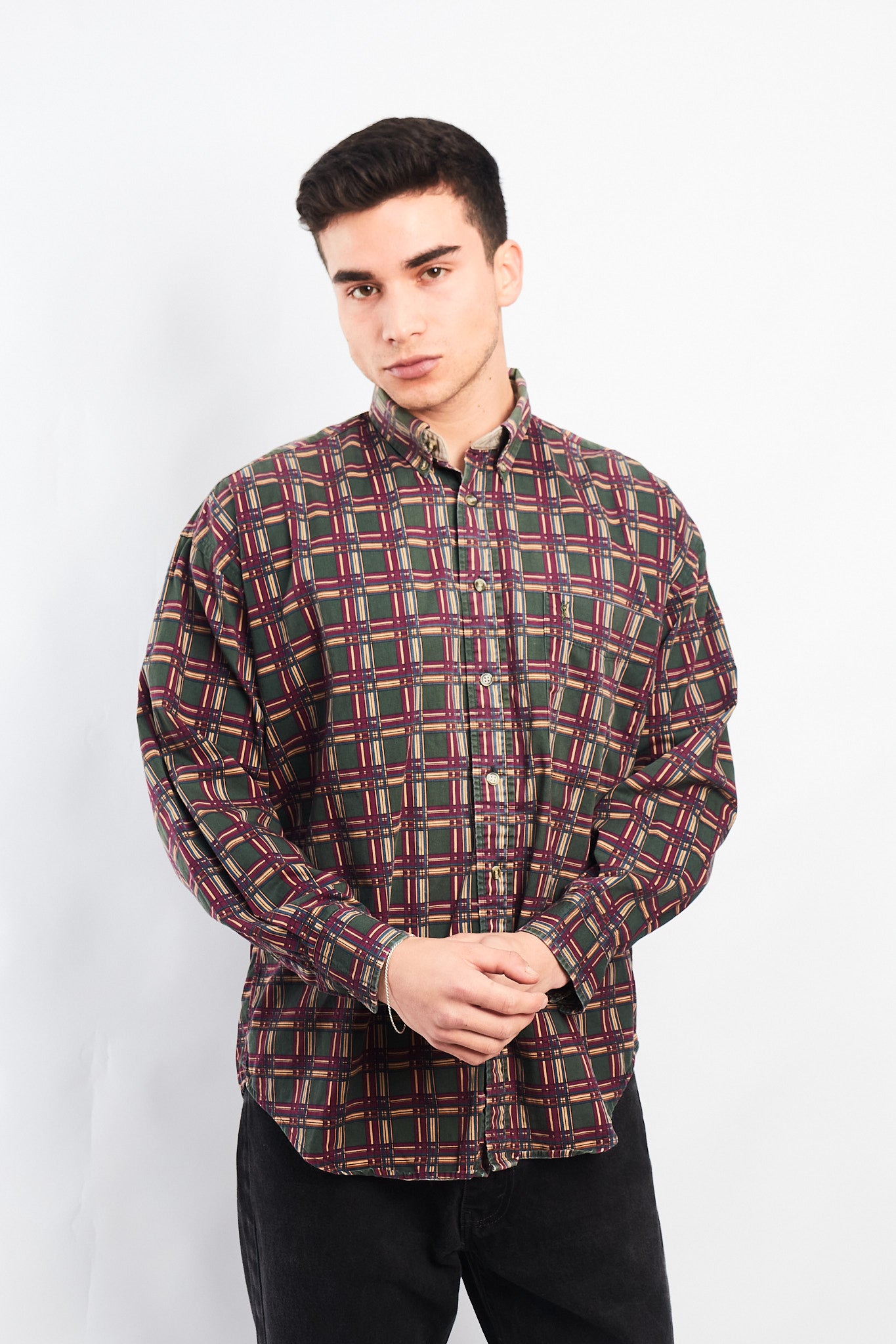 1990 Yve Saint Laurent Pour Homme Colorblock Shirt (M/L)