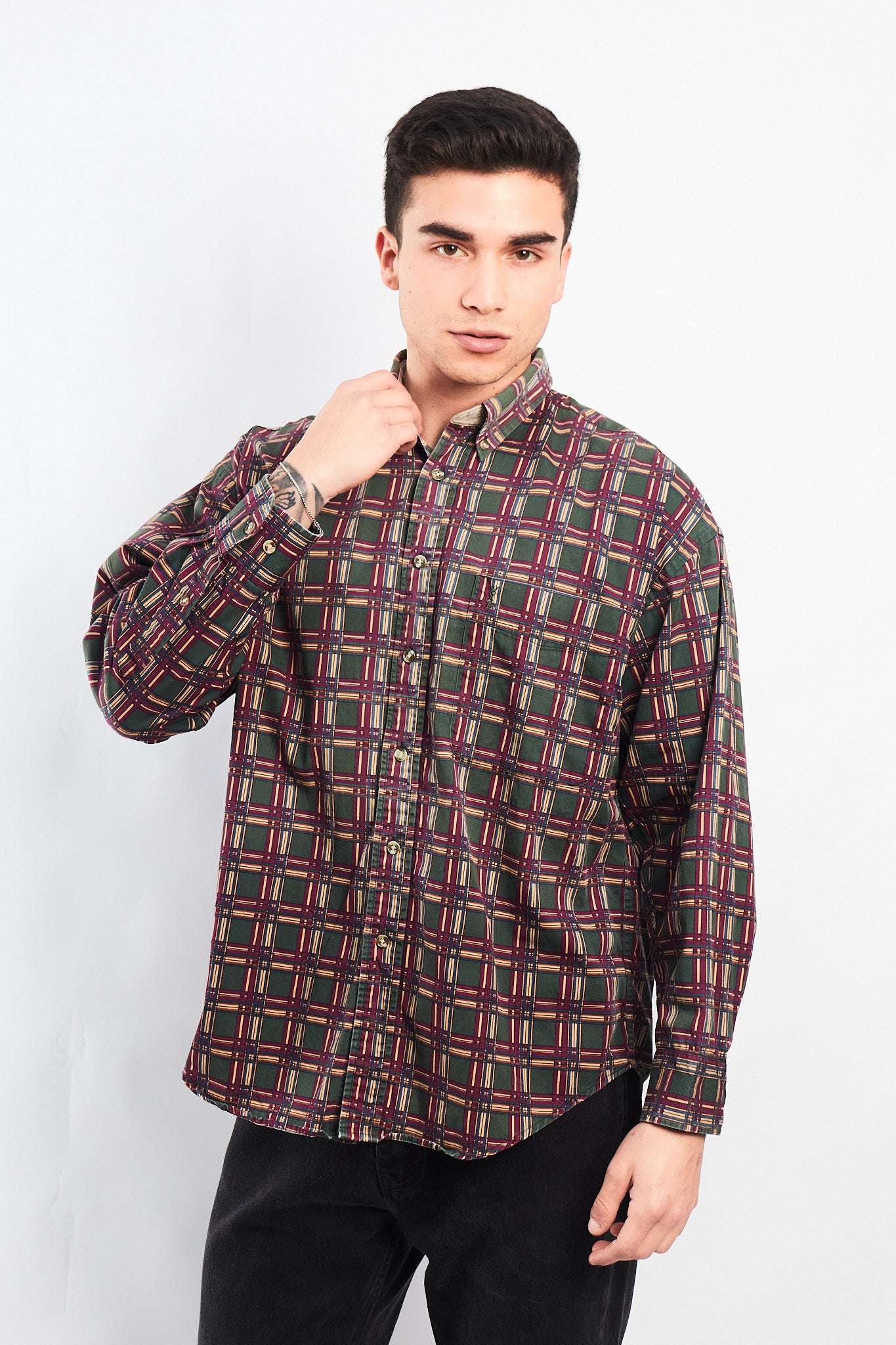 1990 Yve Saint Laurent Pour Homme Colorblock Shirt (M/L)