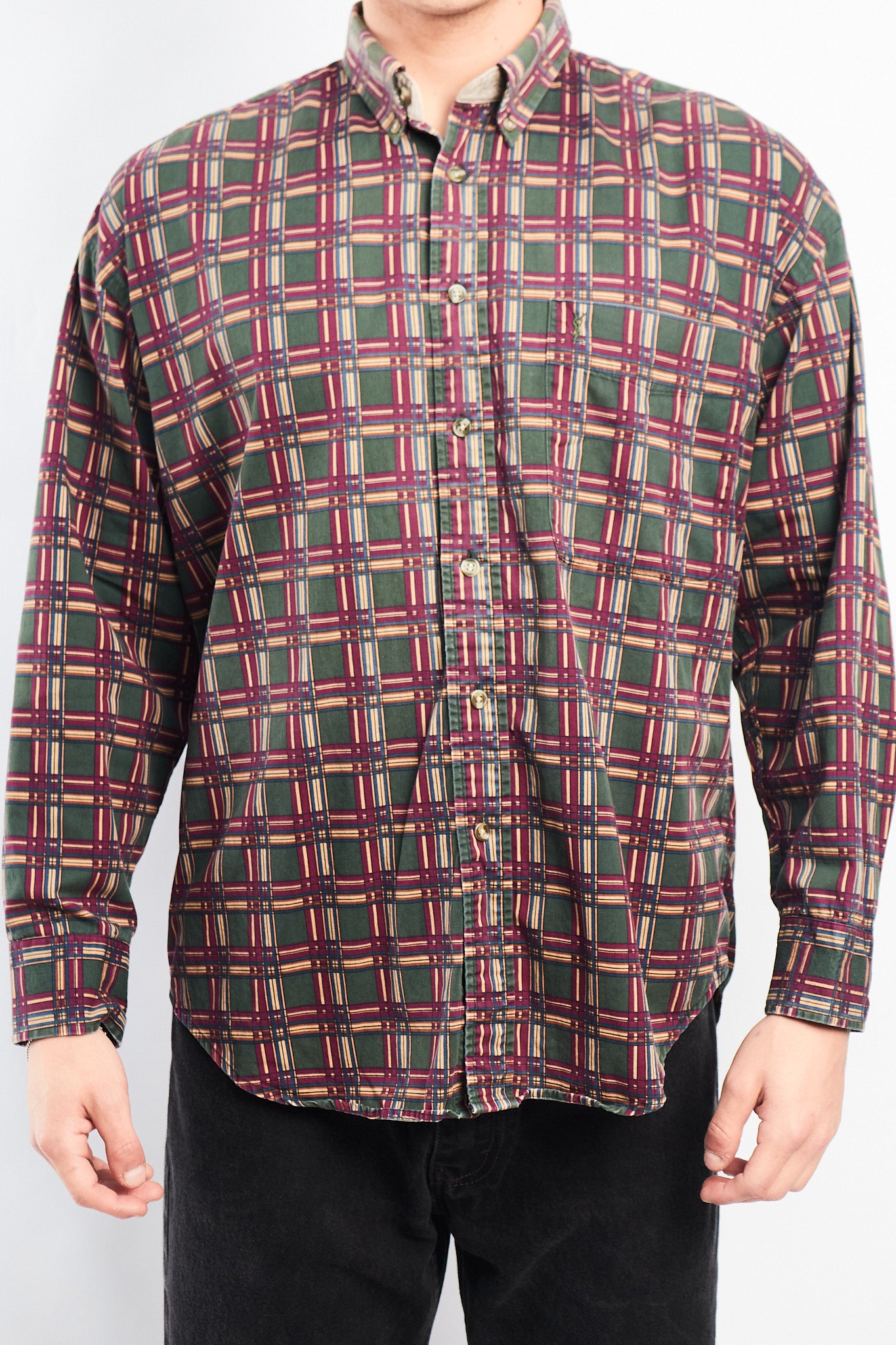 1990 Yve Saint Laurent Pour Homme Colorblock Shirt (M/L)