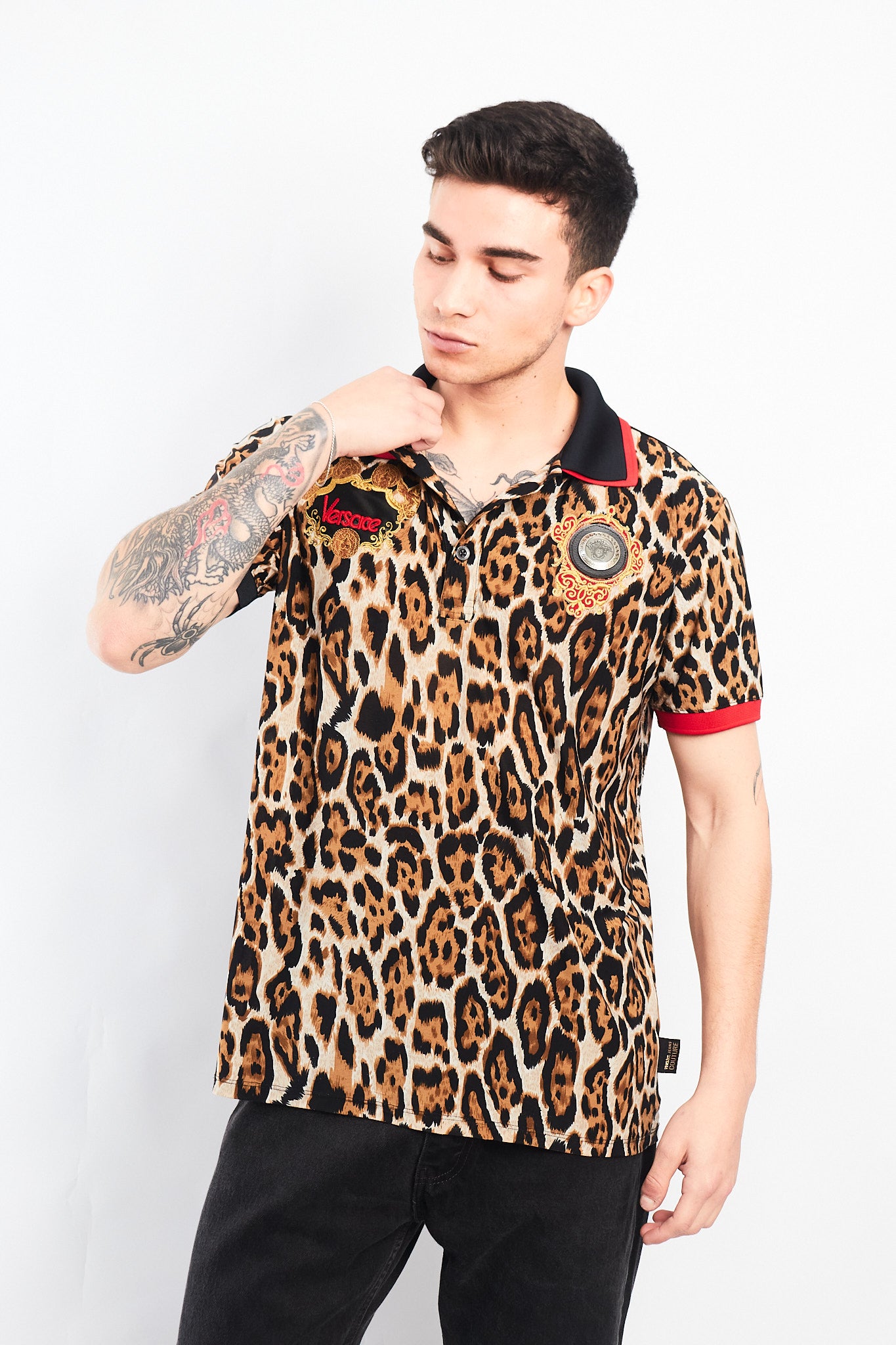1990 Versace Animal Print Polo Shirt (S/M)