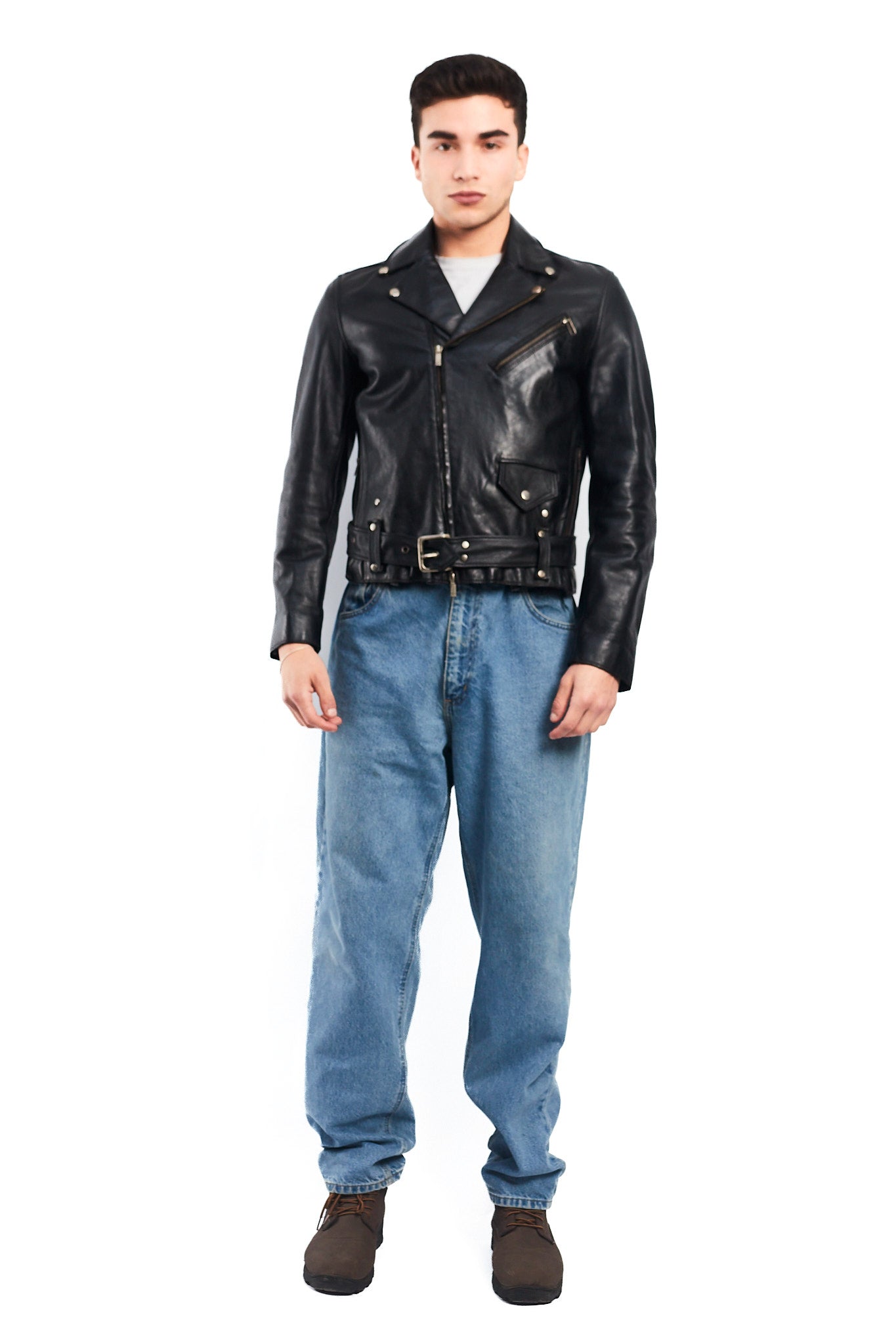 2000 Armani Exchange Leather Biker Jacket (S/M)